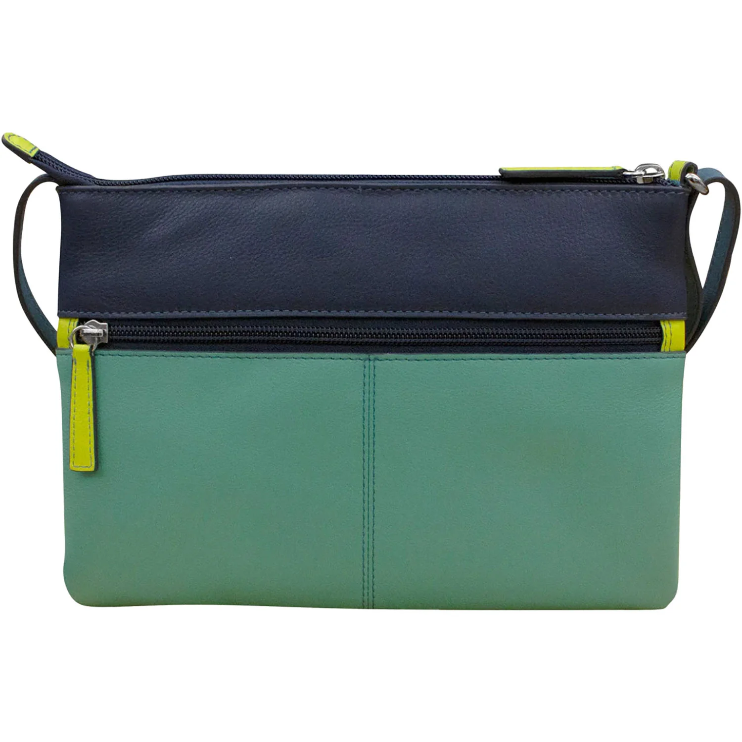 ili New York Double Zip Crossbody Handbag Serenity Multi Leather - Image 2