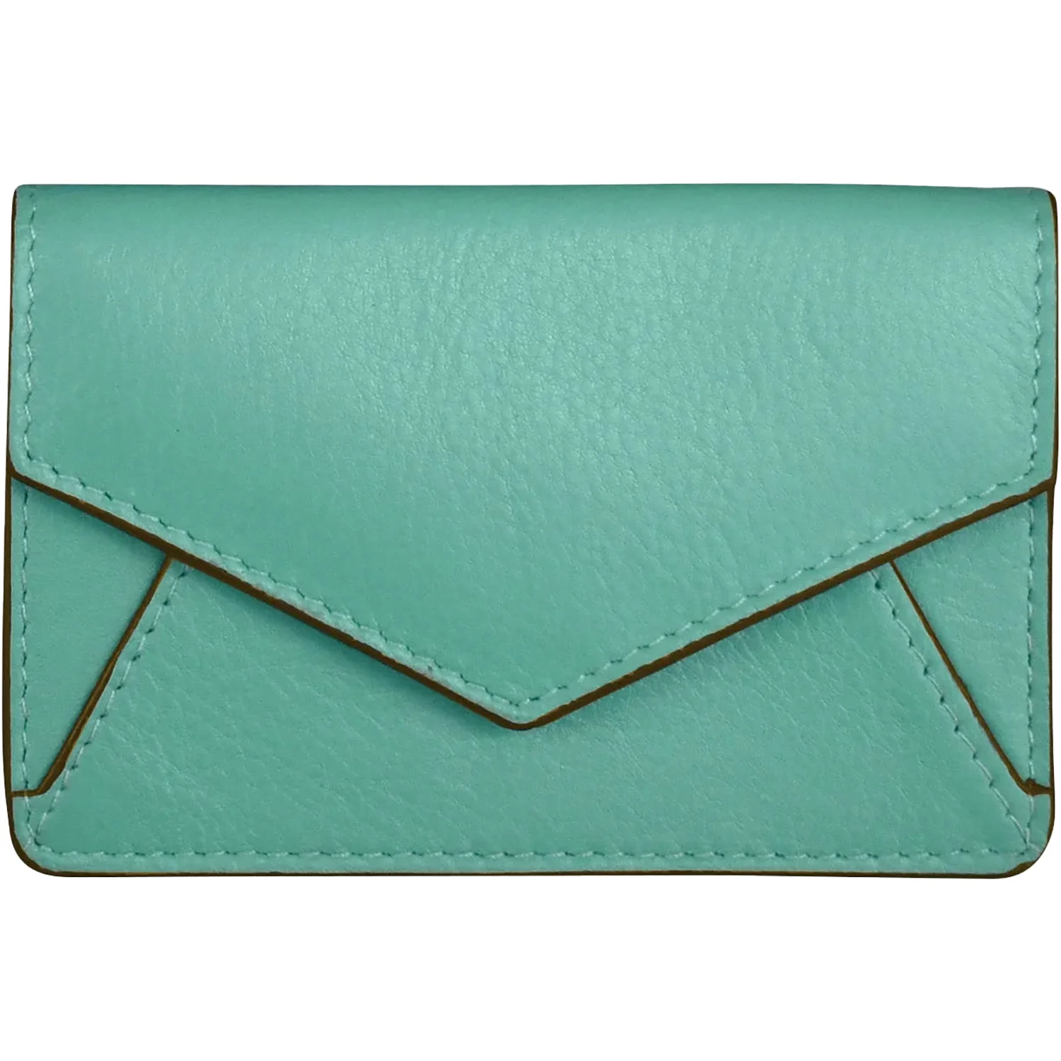 ili New York Envelope Business Card Case Wallet Turquoise/Brown Leather