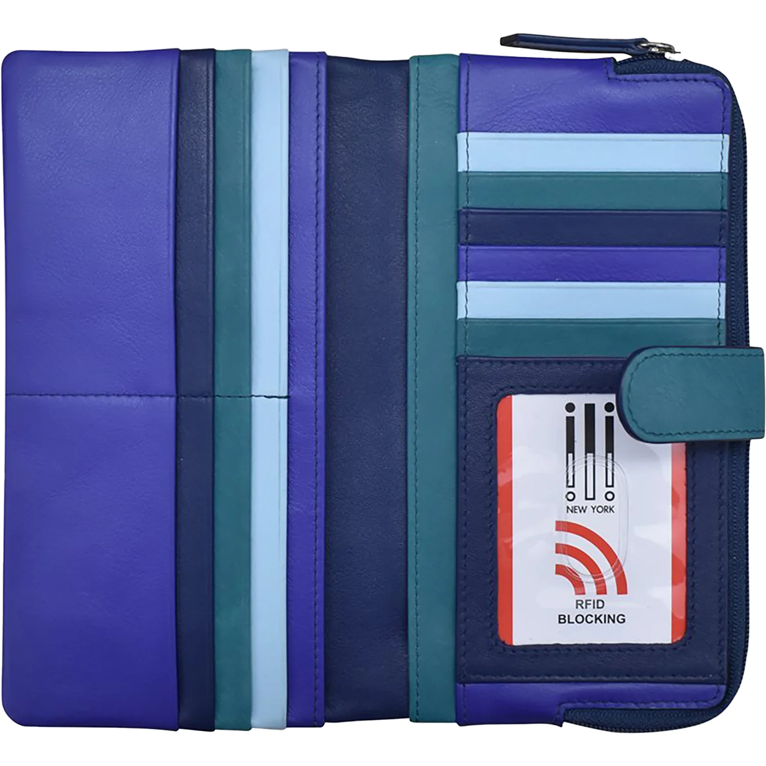 ili New York Smartphone Wallet Purse Denim Multi Leather - Image 2