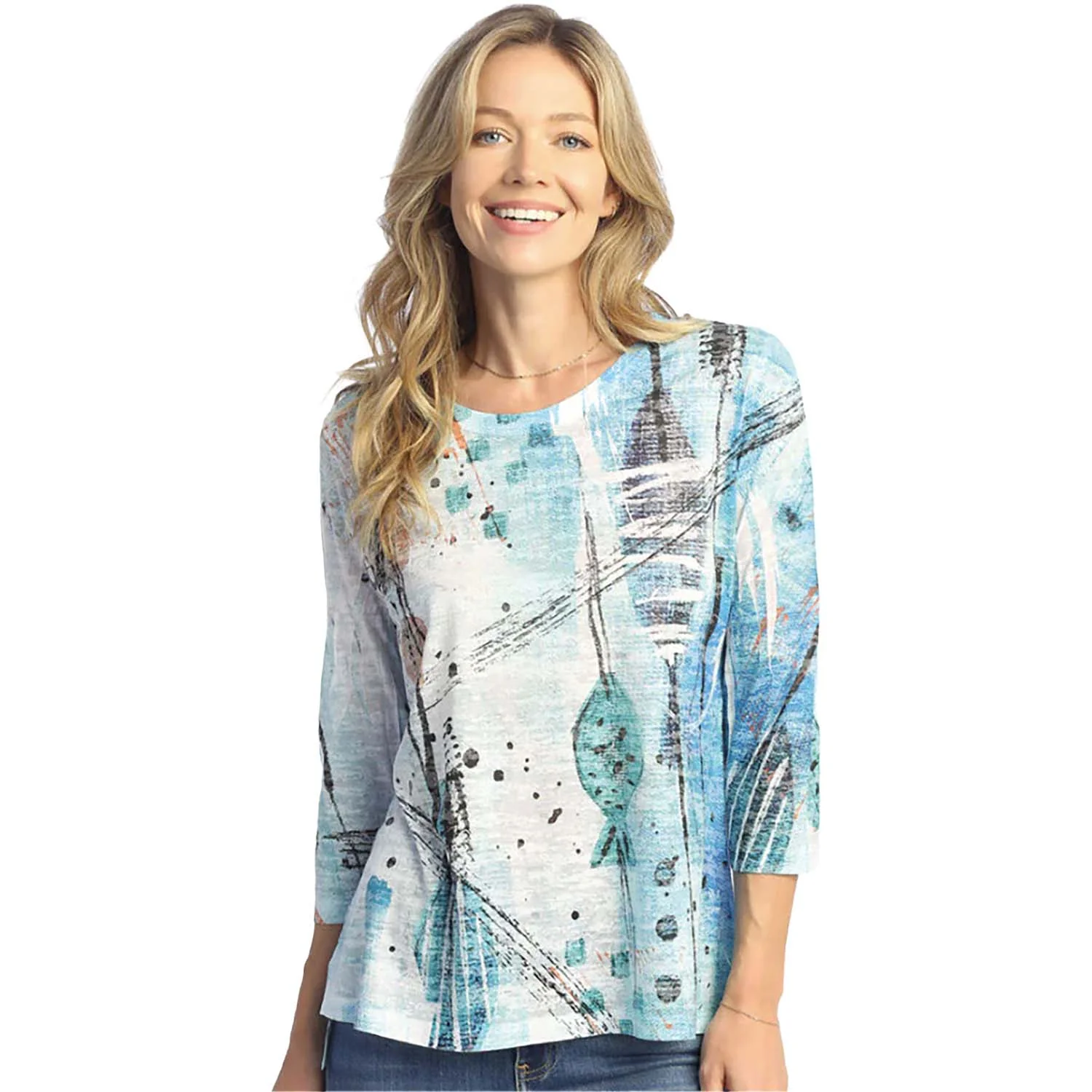 Jess & Jane Burnout Hi-Lo Tunic Women's Clothing Porto