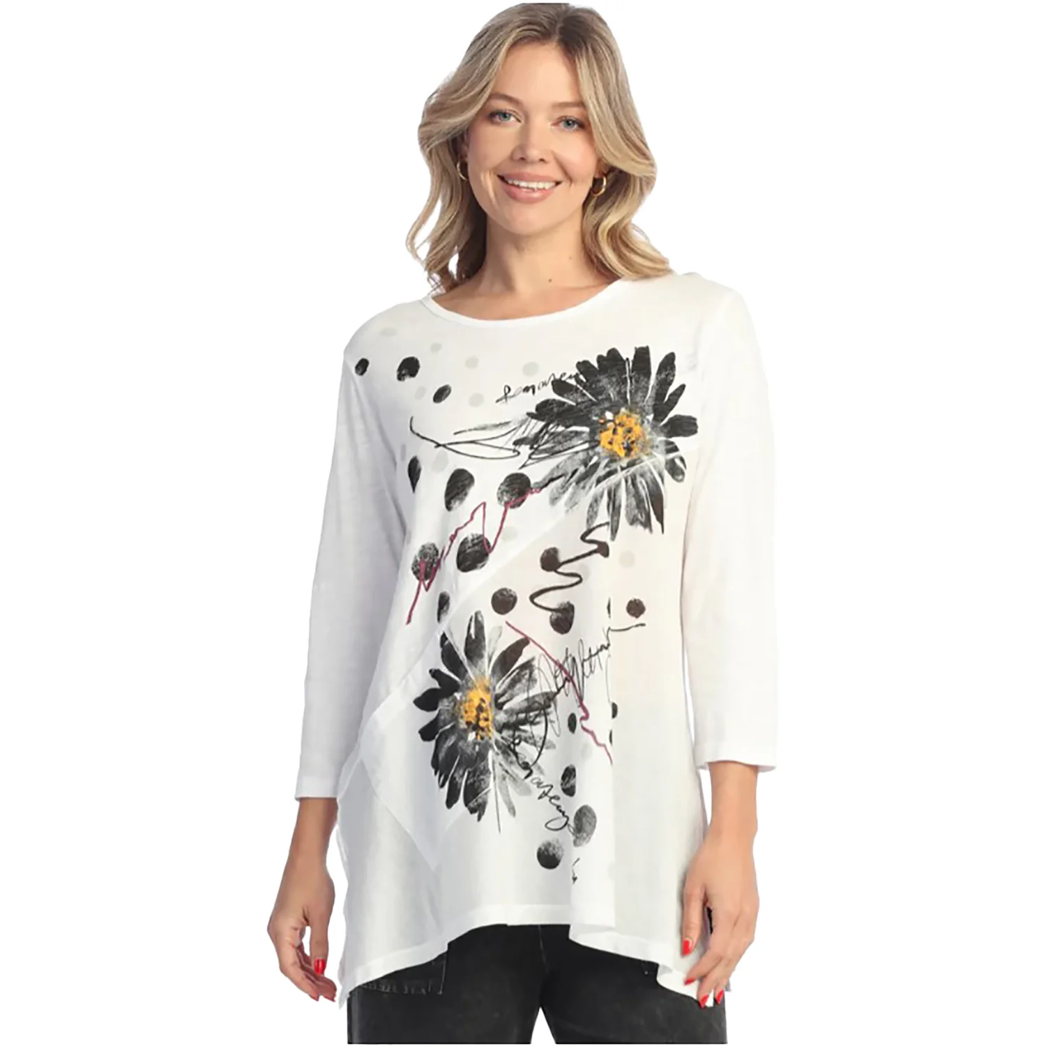 Jess & Jane Long Sleeve Women's Tops Long Sleeve White Retro