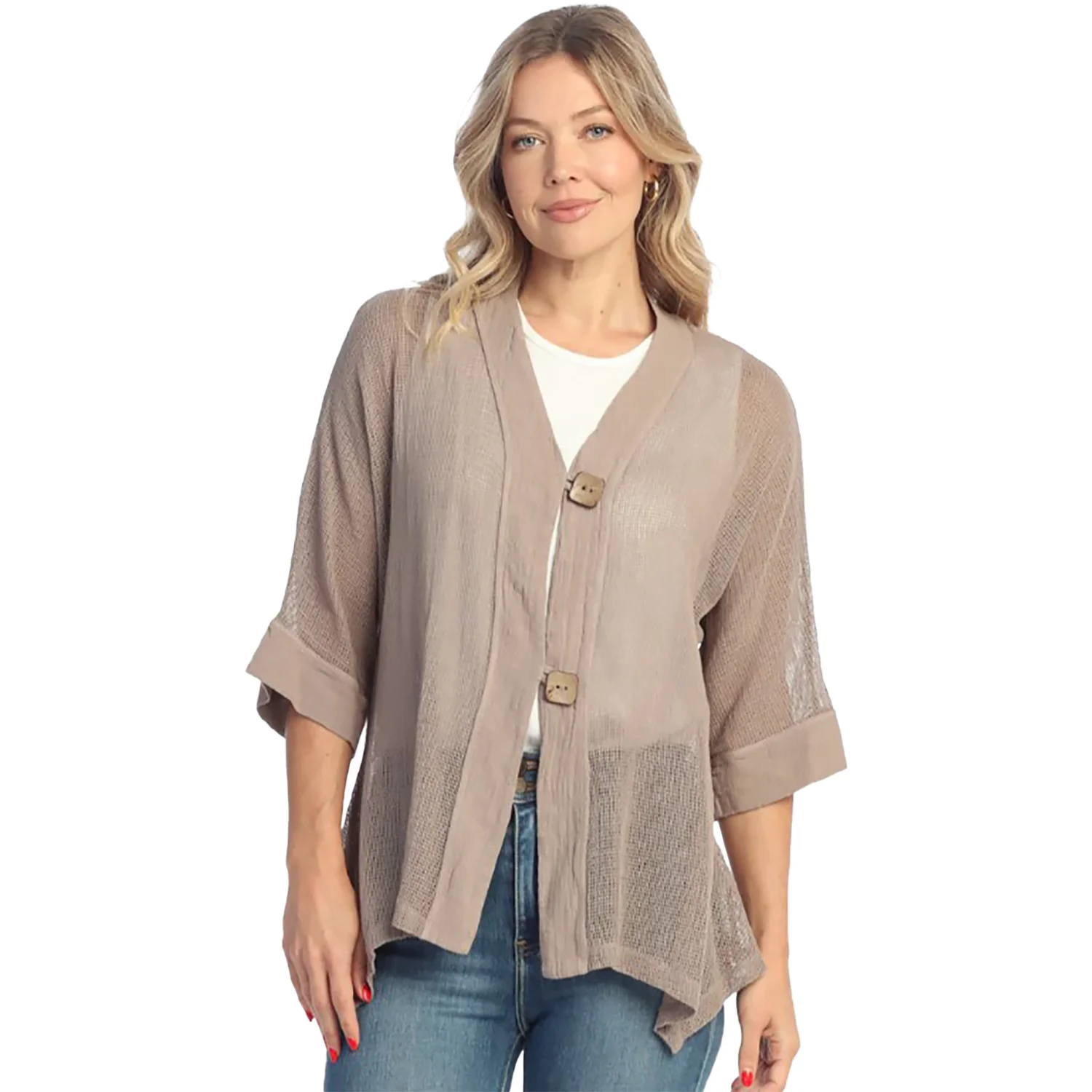Jess & Jane Mineral Wash Cardigan Women's Top Jet Slate