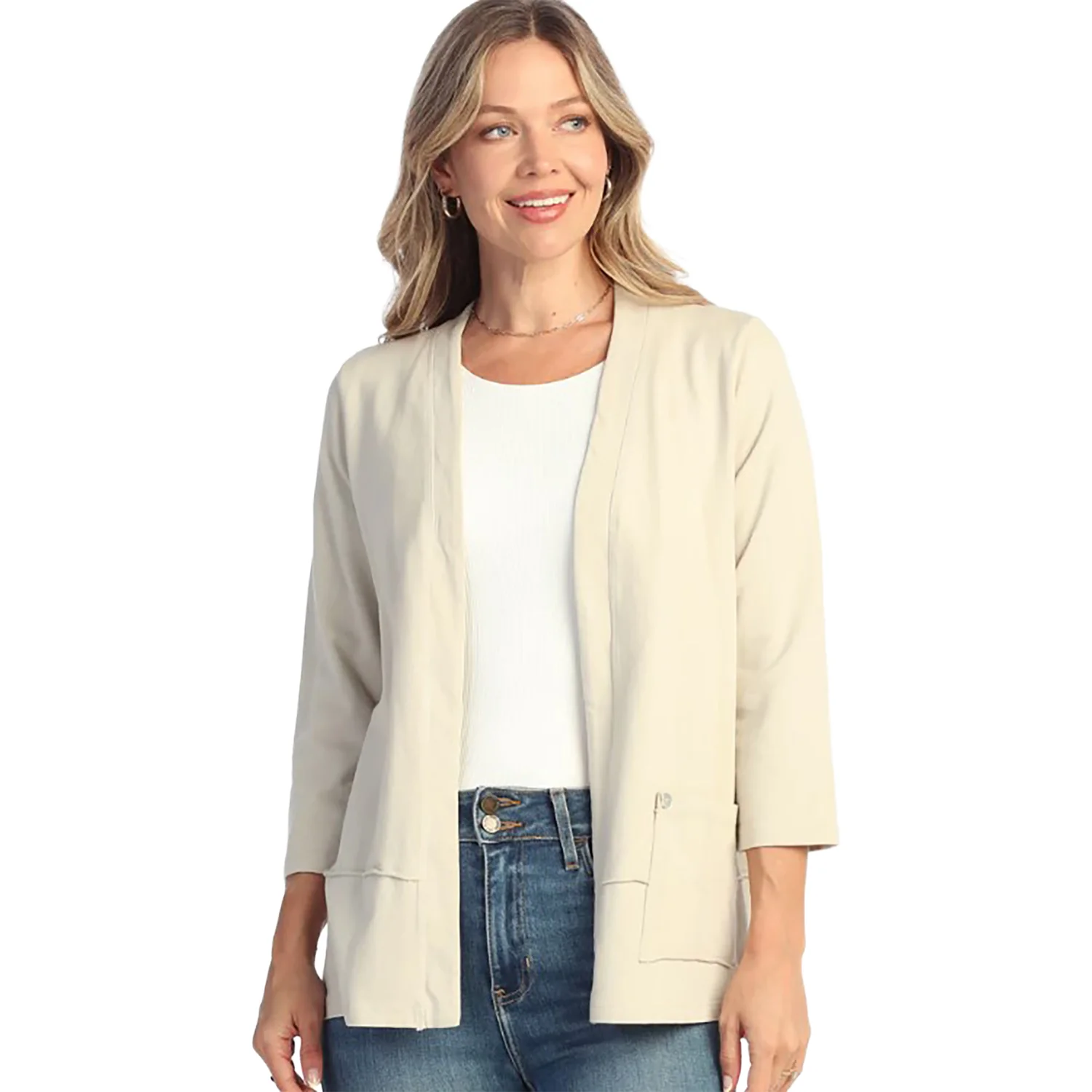 Jess & Jane Mineral Wash Layered Hem with Pocket Cardigan Women's Outerwear Birch
