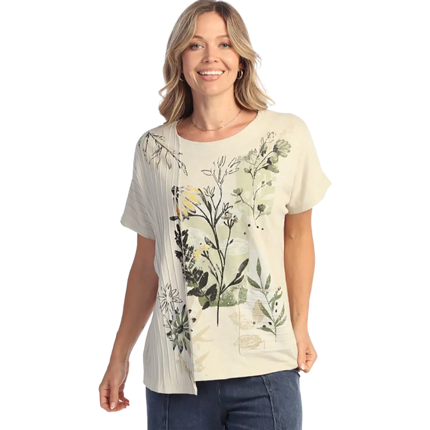 Jess & Jane Mineral Wash Short Sleeve Ribbed Top with Pocket Women's Short Sleeve Top Keepsake