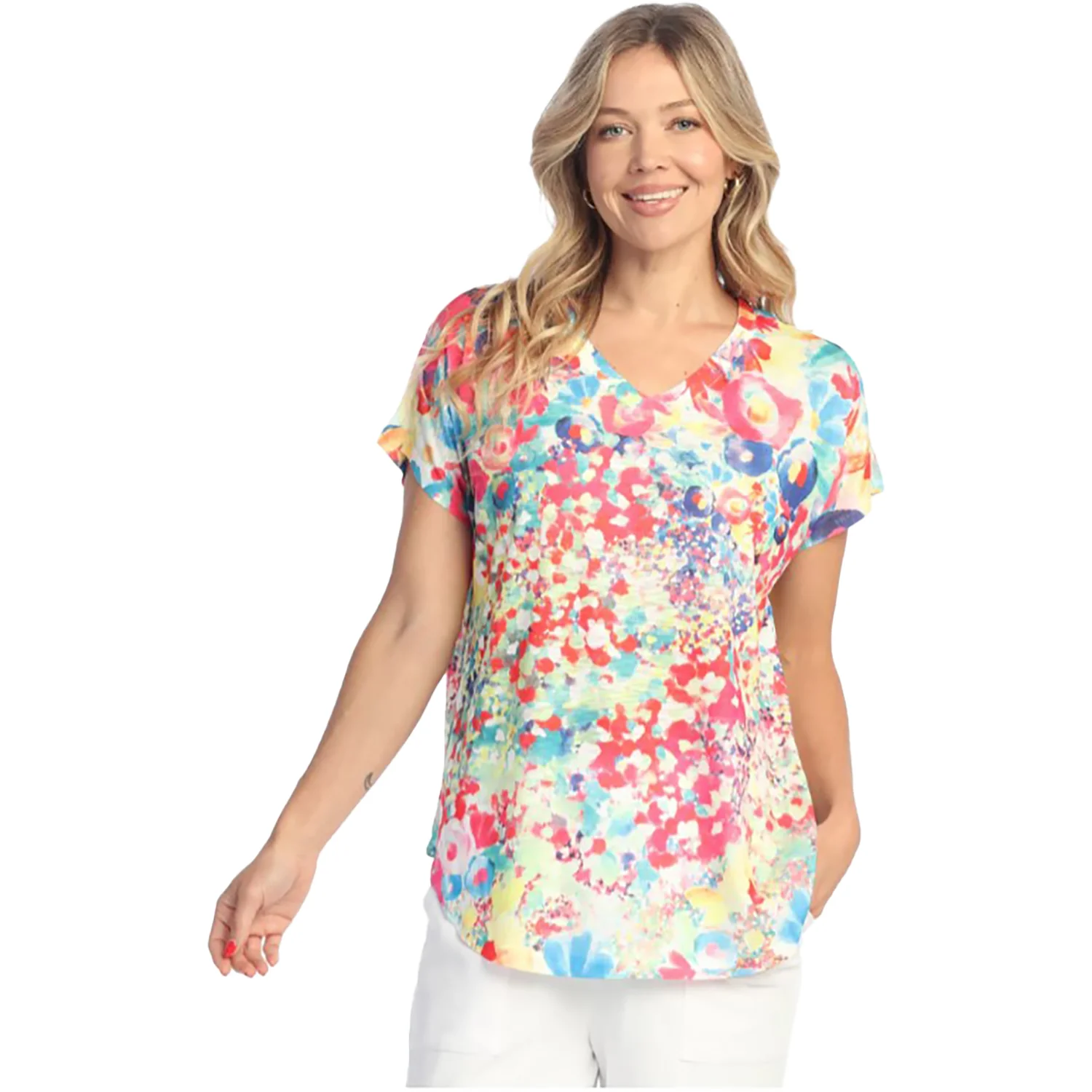 Jess & Jane SS V-Neck Women's Short Sleeve Top Meadows