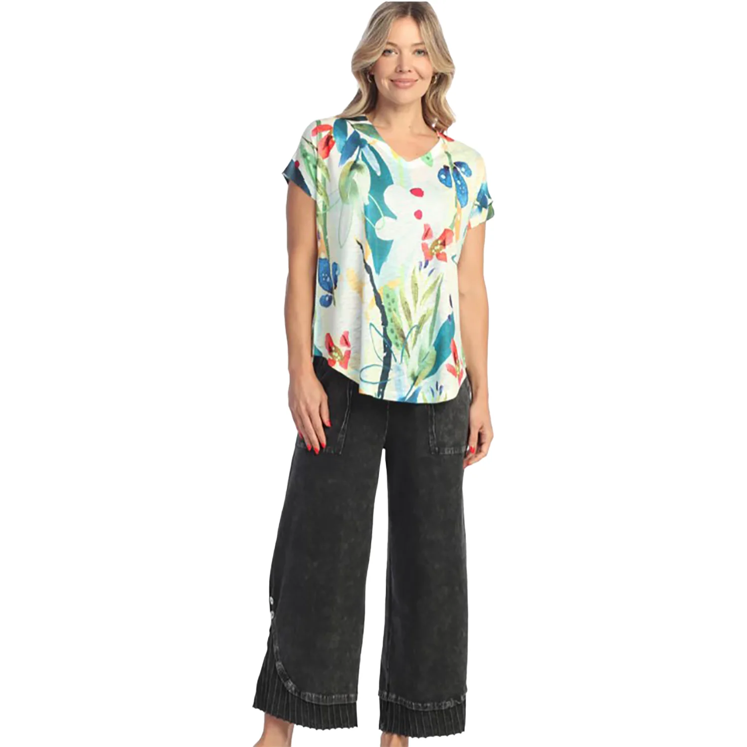 Jess & Jane V-Neck Dolman Cap Sleeve Top Women's Lemonade