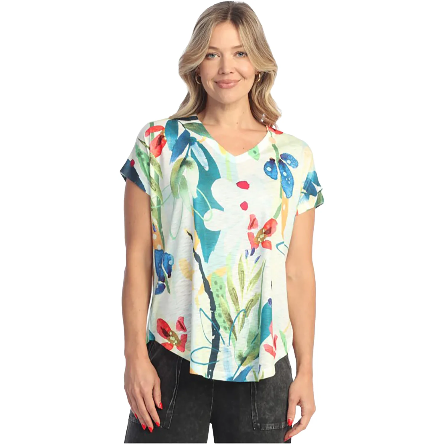 Jess & Jane V-Neck Dolman Cap Sleeve Top Women's Lemonade - Image 2