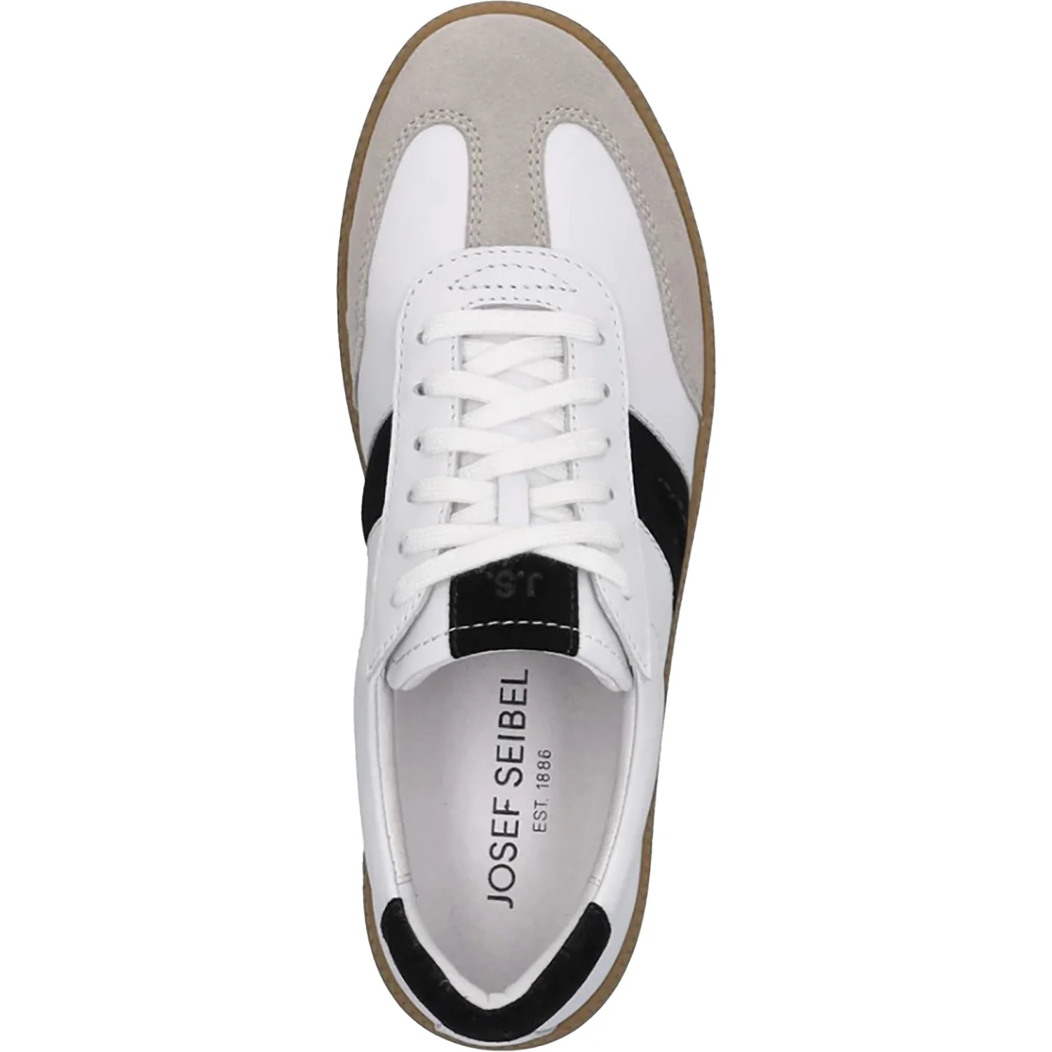 Josef Seibel Joleen 01 Women's Sporty Lace Up Shoes White/Black Suede - Image 2