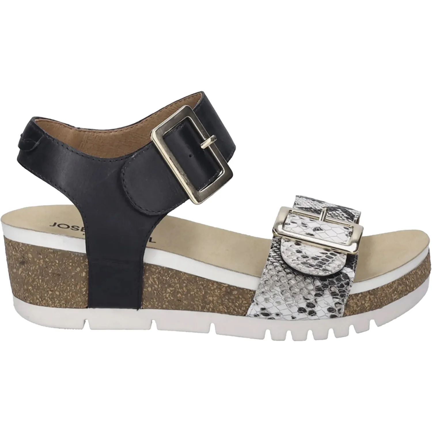 Josef Seibel Quinn 02 Women's Wedges Black Snake