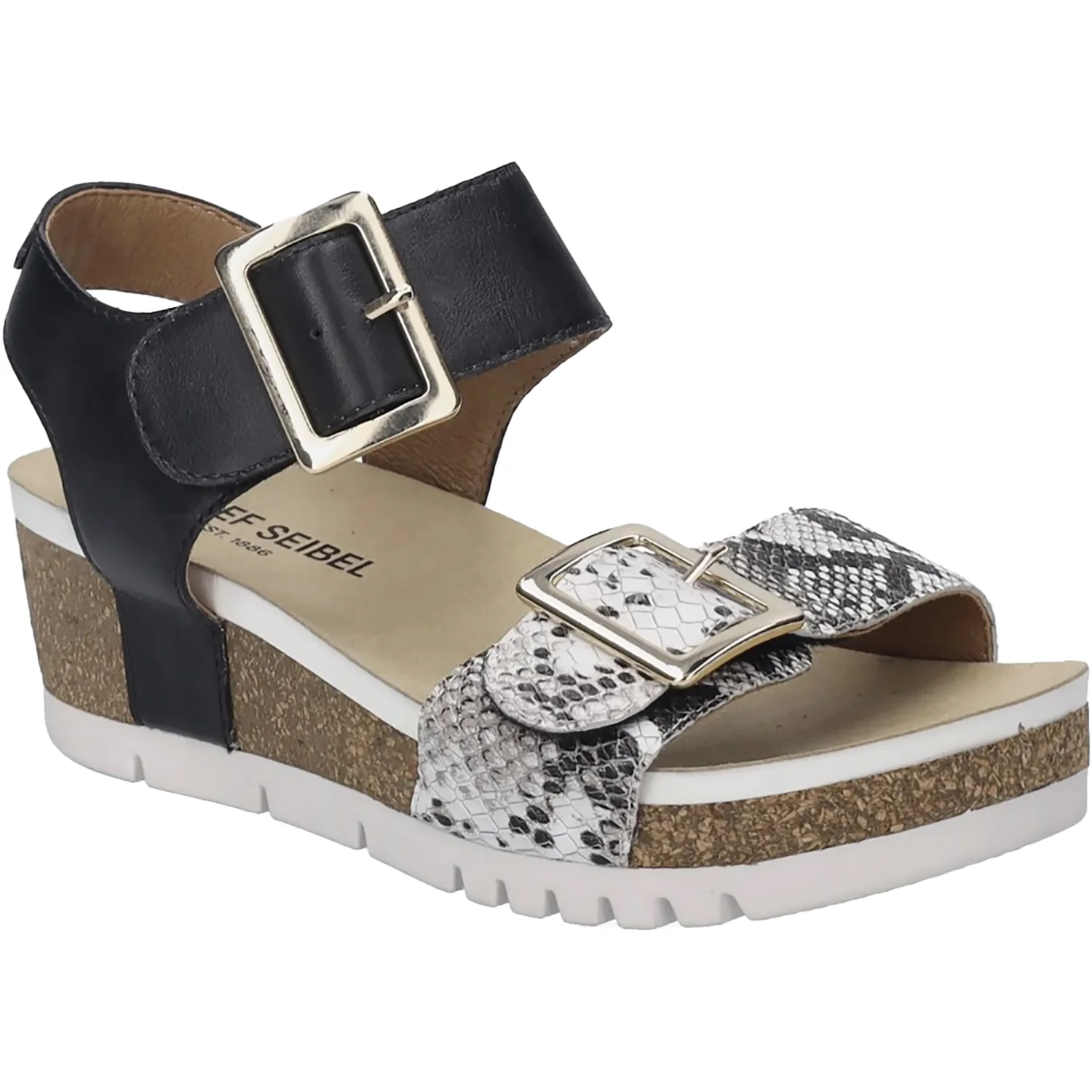 Josef Seibel Quinn 02 Women's Wedges Black Snake - Image 5