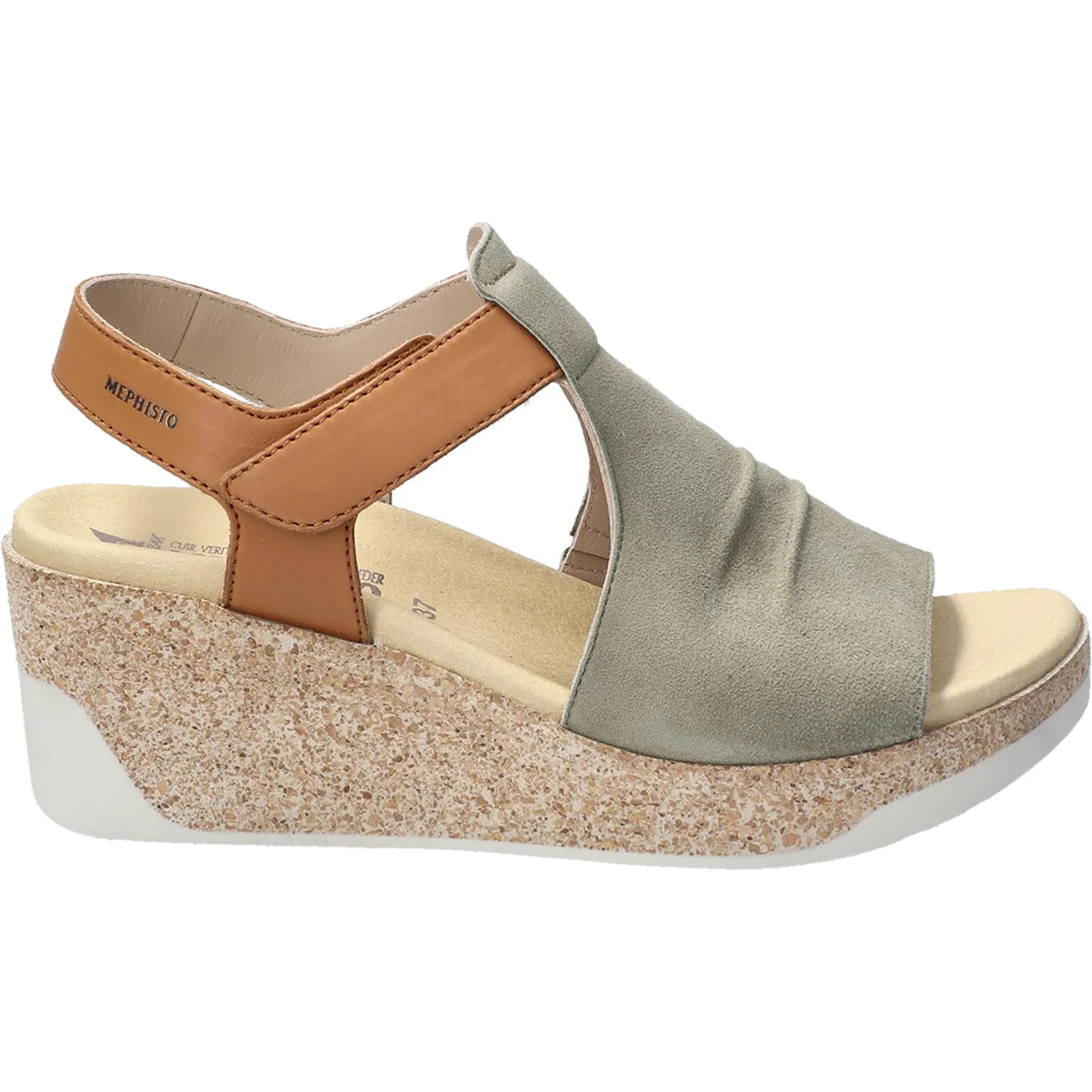 Mephisto Galiane Women's Wedge Sandals Light Khaki Leather/Suede