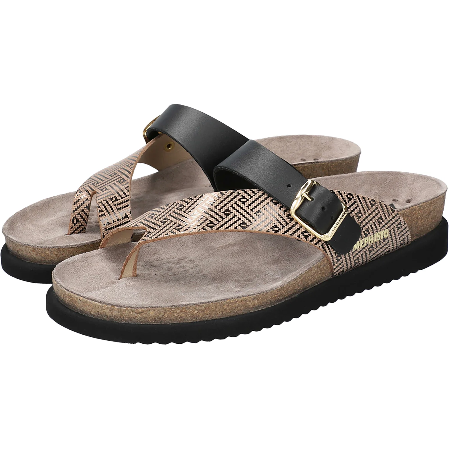 Mephisto Helen Mix Women's Thong Sandals Black Helios - Image 4
