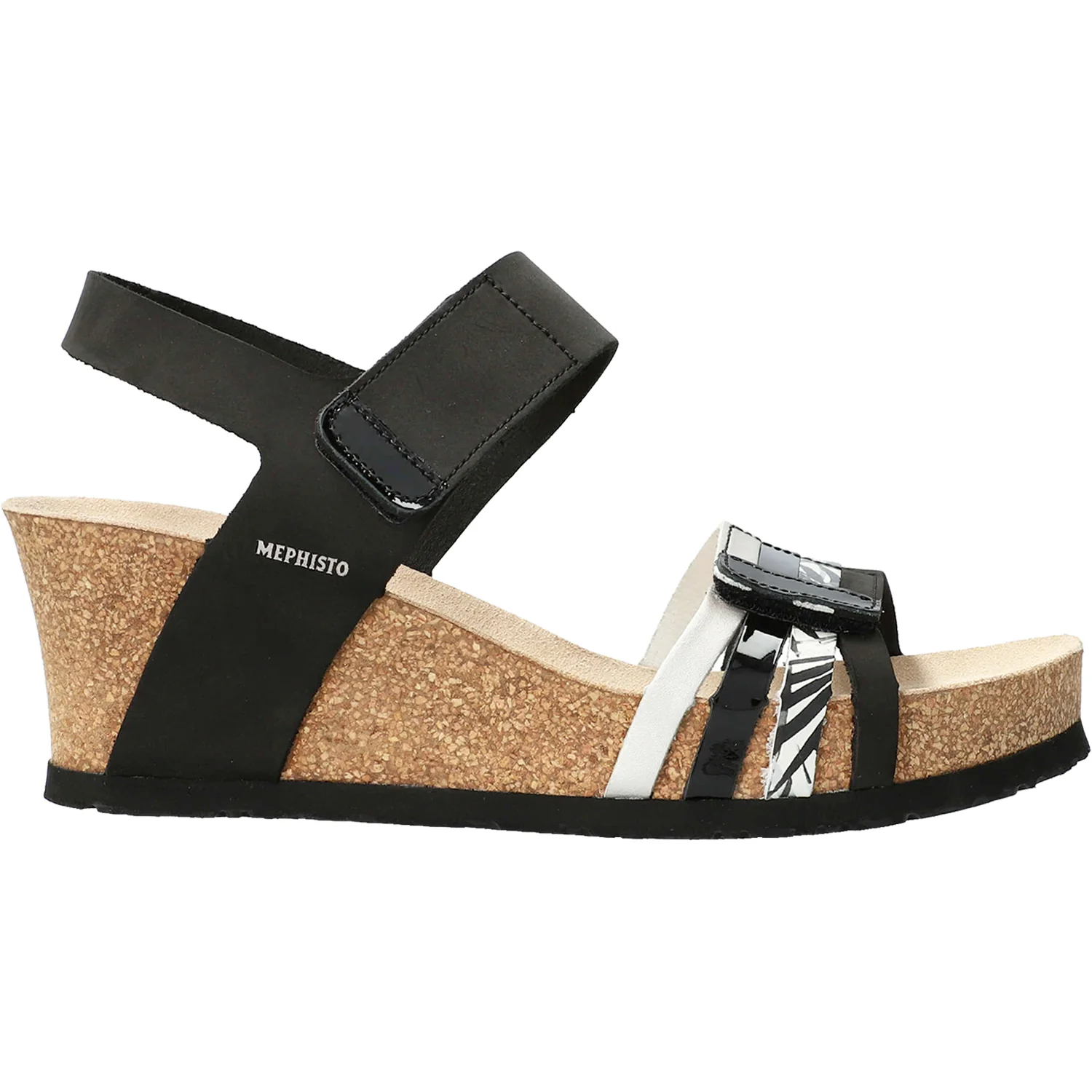 Mephisto Lucia Women's Wedge Heel Sandals Black Nubuck/Leather