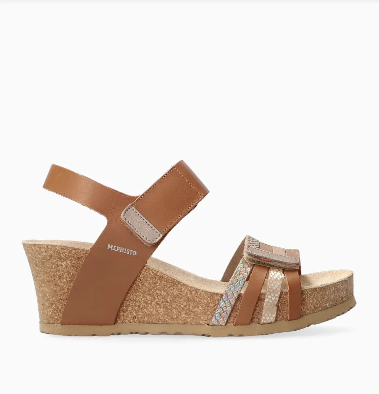 Mephisto Lucia Women's Wedge Sandals Camel