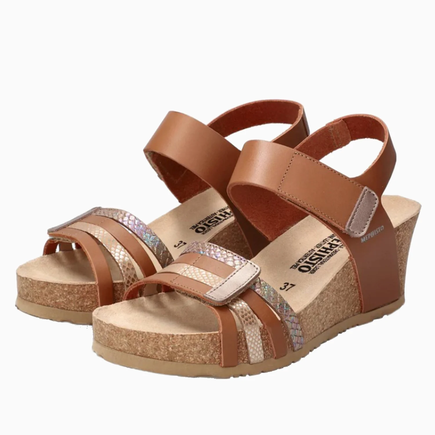 Mephisto Lucia Women's Wedge Sandals Camel - Image 4