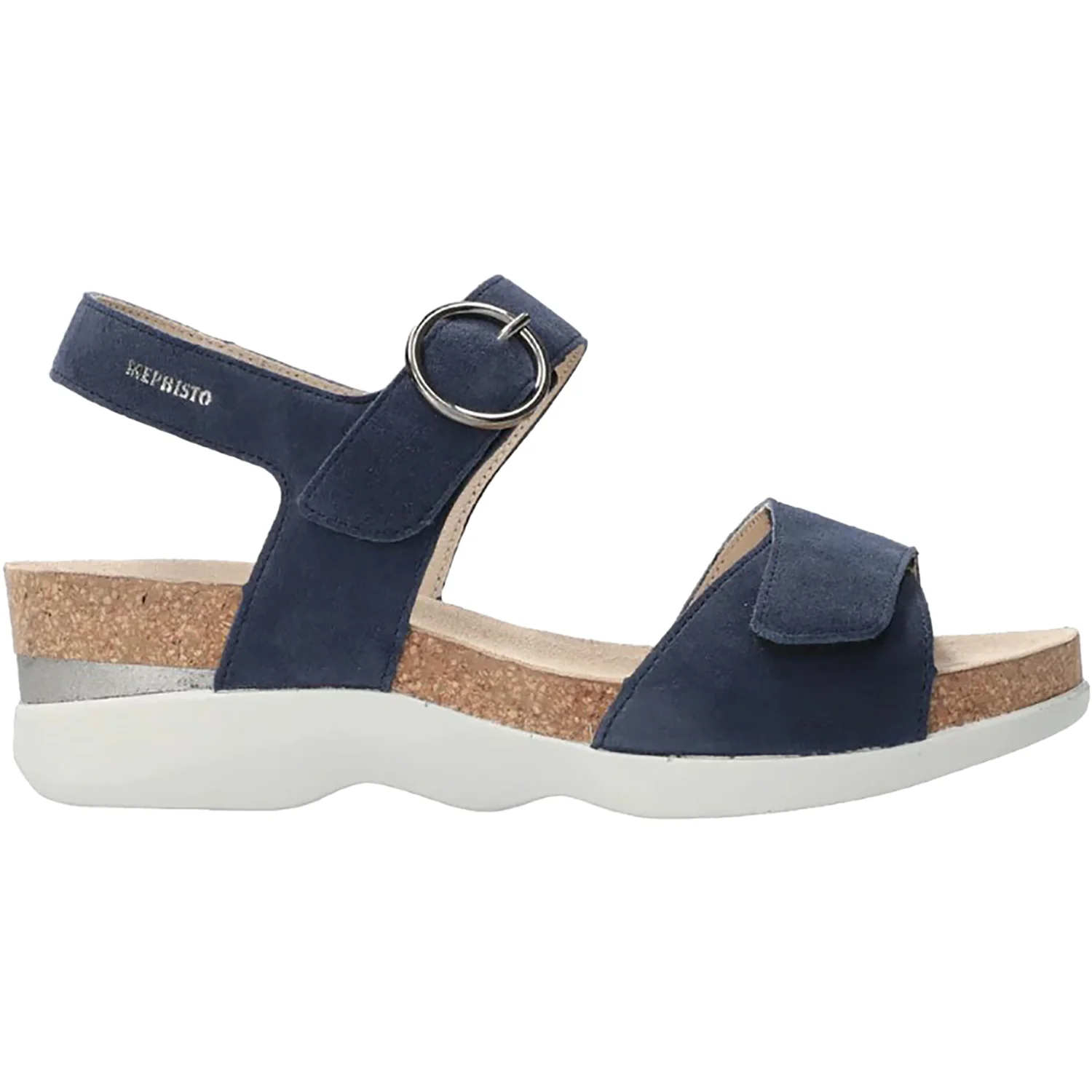 Mephisto Oriana Women's Wedge Sandals Midnight Blue Velvet Leather
