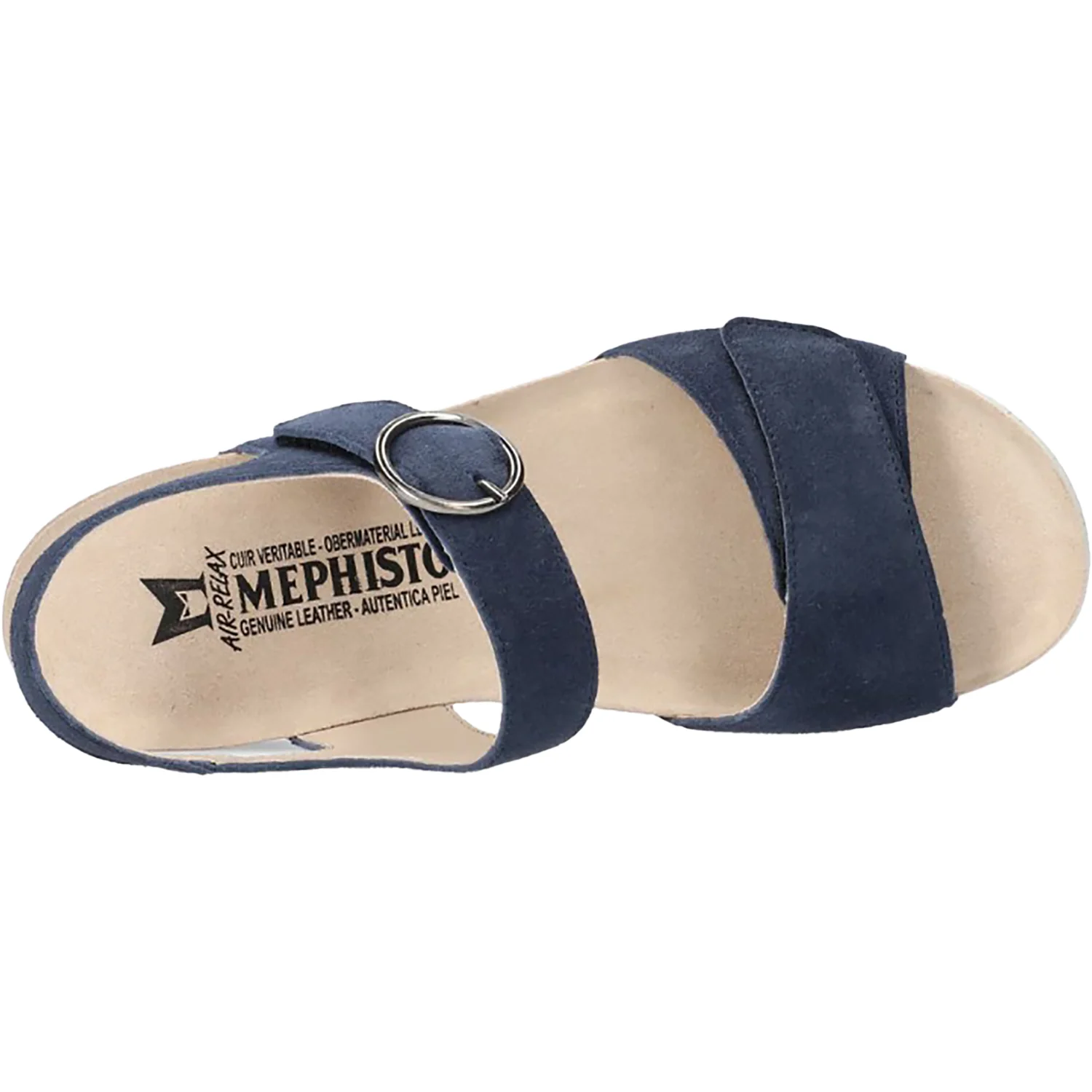 Mephisto Oriana Women's Wedge Sandals Midnight Blue Velvet Leather - Image 2