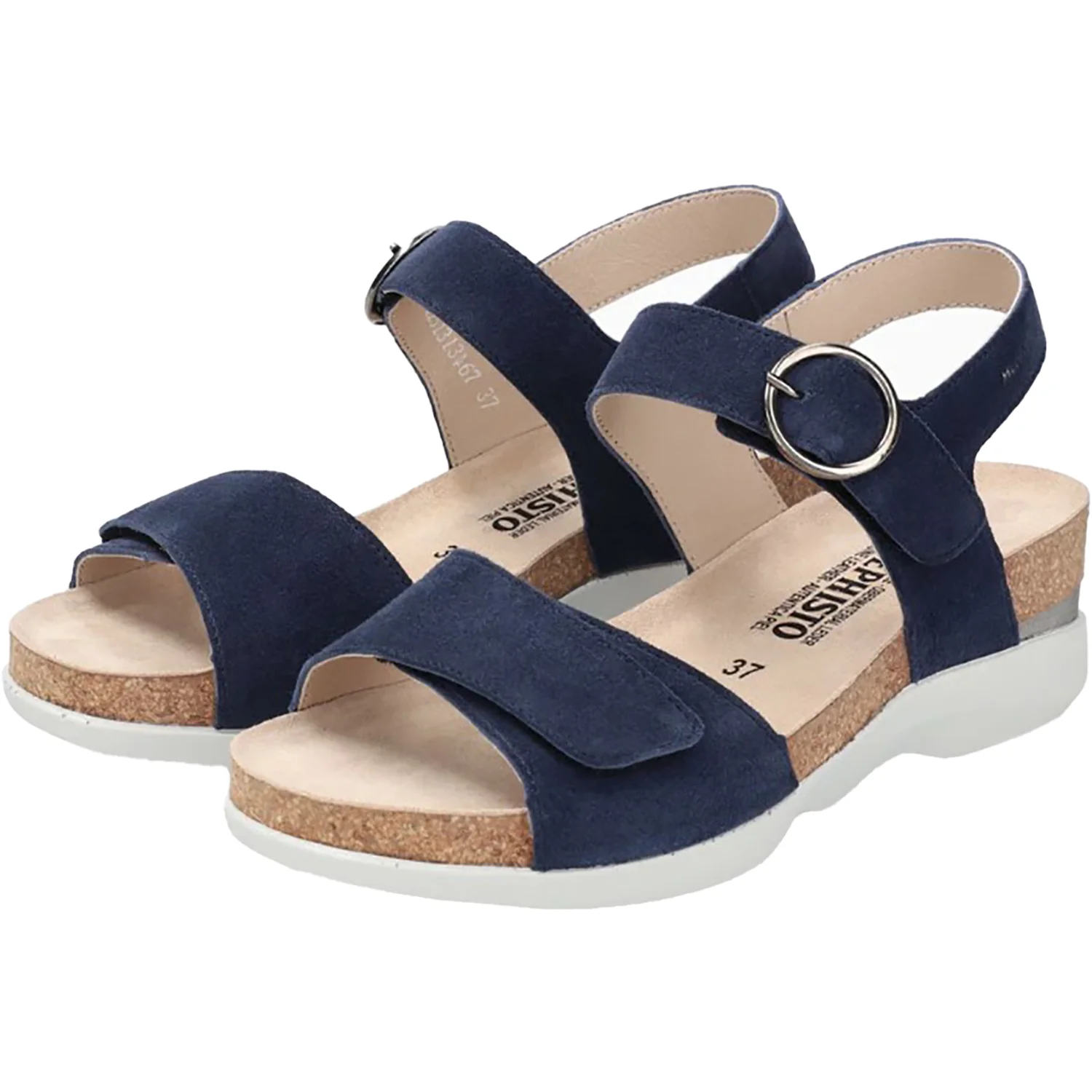 Mephisto Oriana Women's Wedge Sandals Midnight Blue Velvet Leather - Image 3