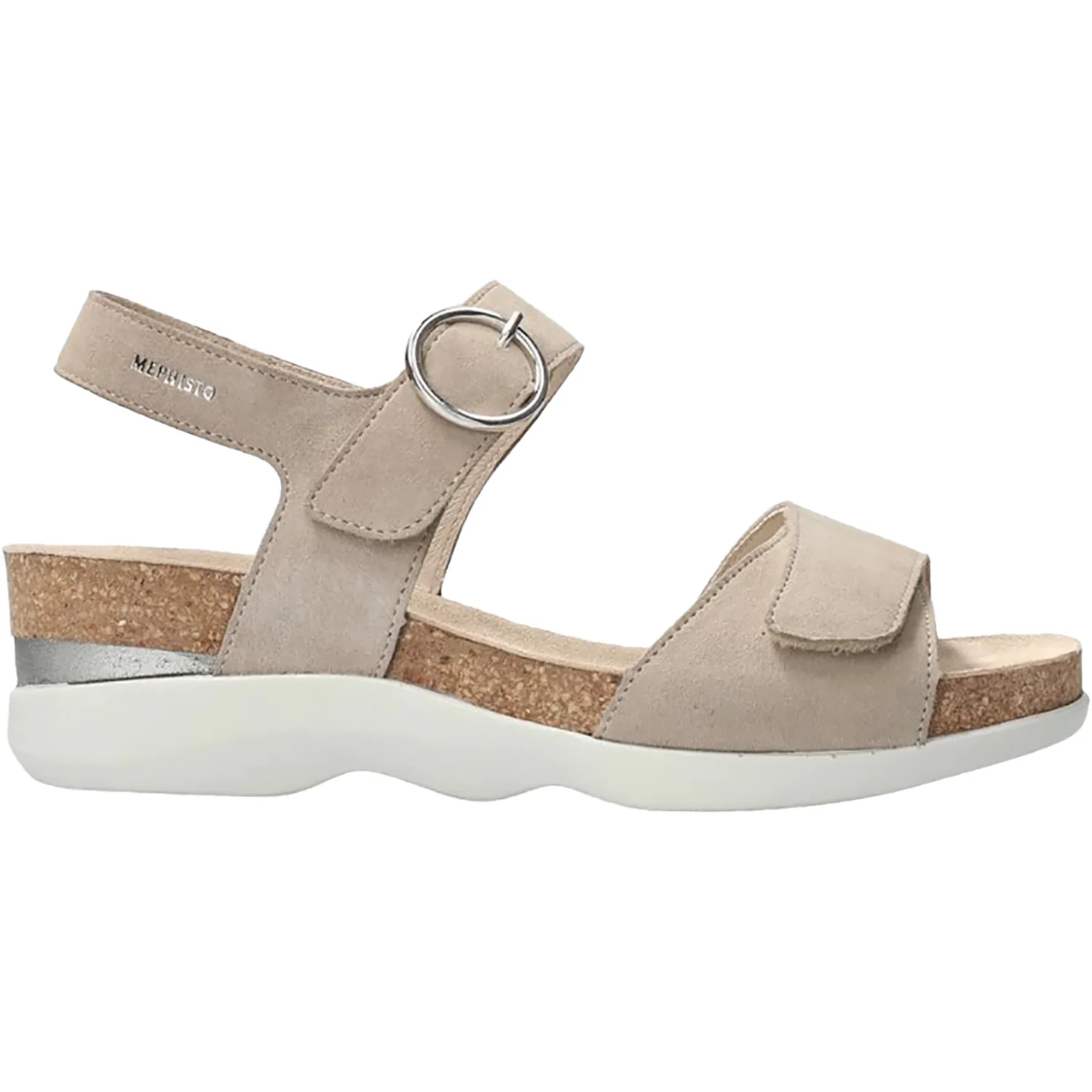 Mephisto Oriana Women's Wedge Sandals Warm Grey Velvet Leather