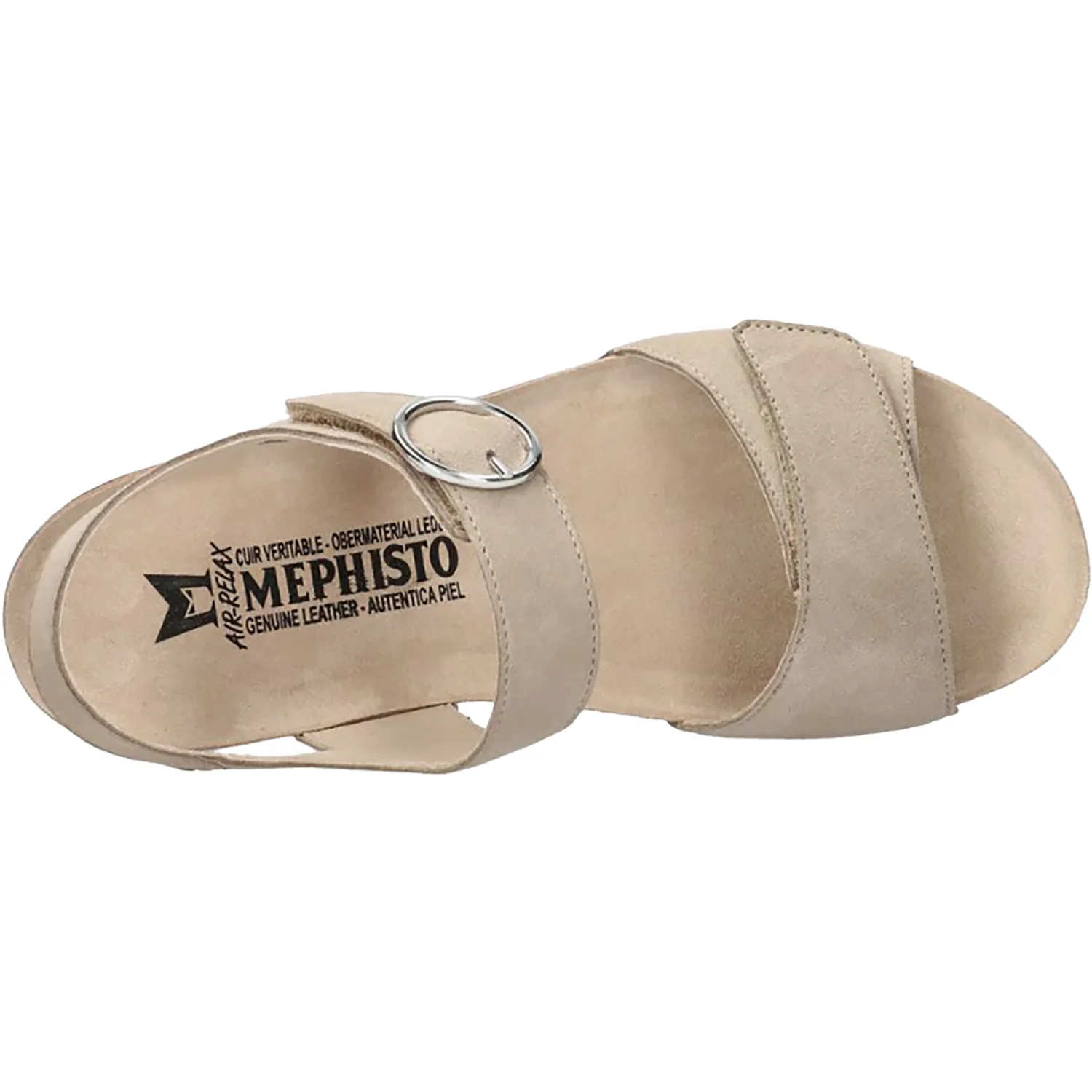 Mephisto Oriana Women's Wedge Sandals Warm Grey Velvet Leather - Image 2