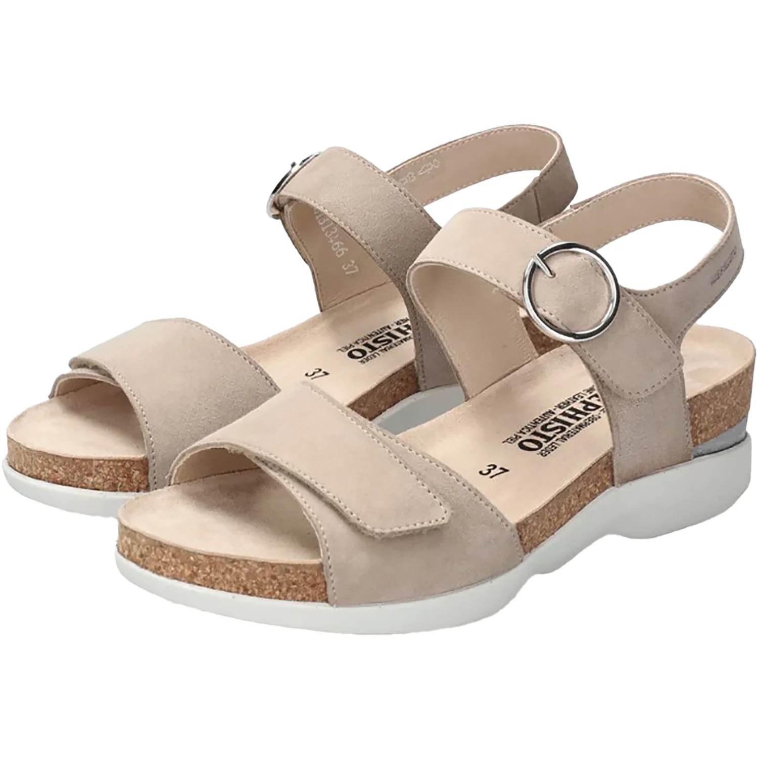 Mephisto Oriana Women's Wedge Sandals Warm Grey Velvet Leather - Image 3