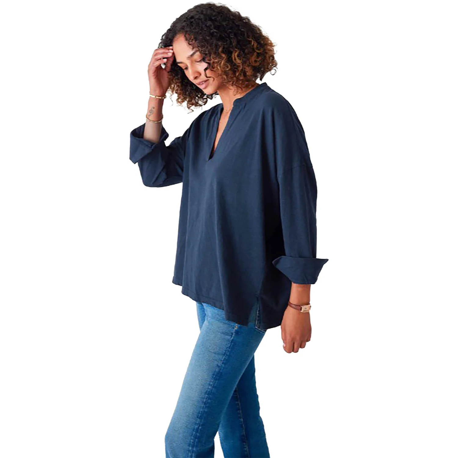 Mersea Amelia Cuff Long Sleeve Tee Women's Long Sleeve Top Navy - Image 3