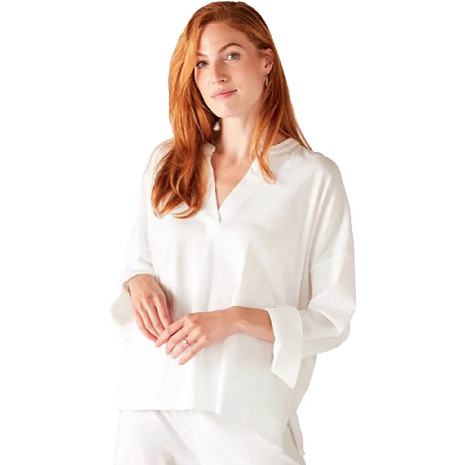 Mersea Amelia Cuff Long Sleeve Tee Women's Long Sleeve Top White