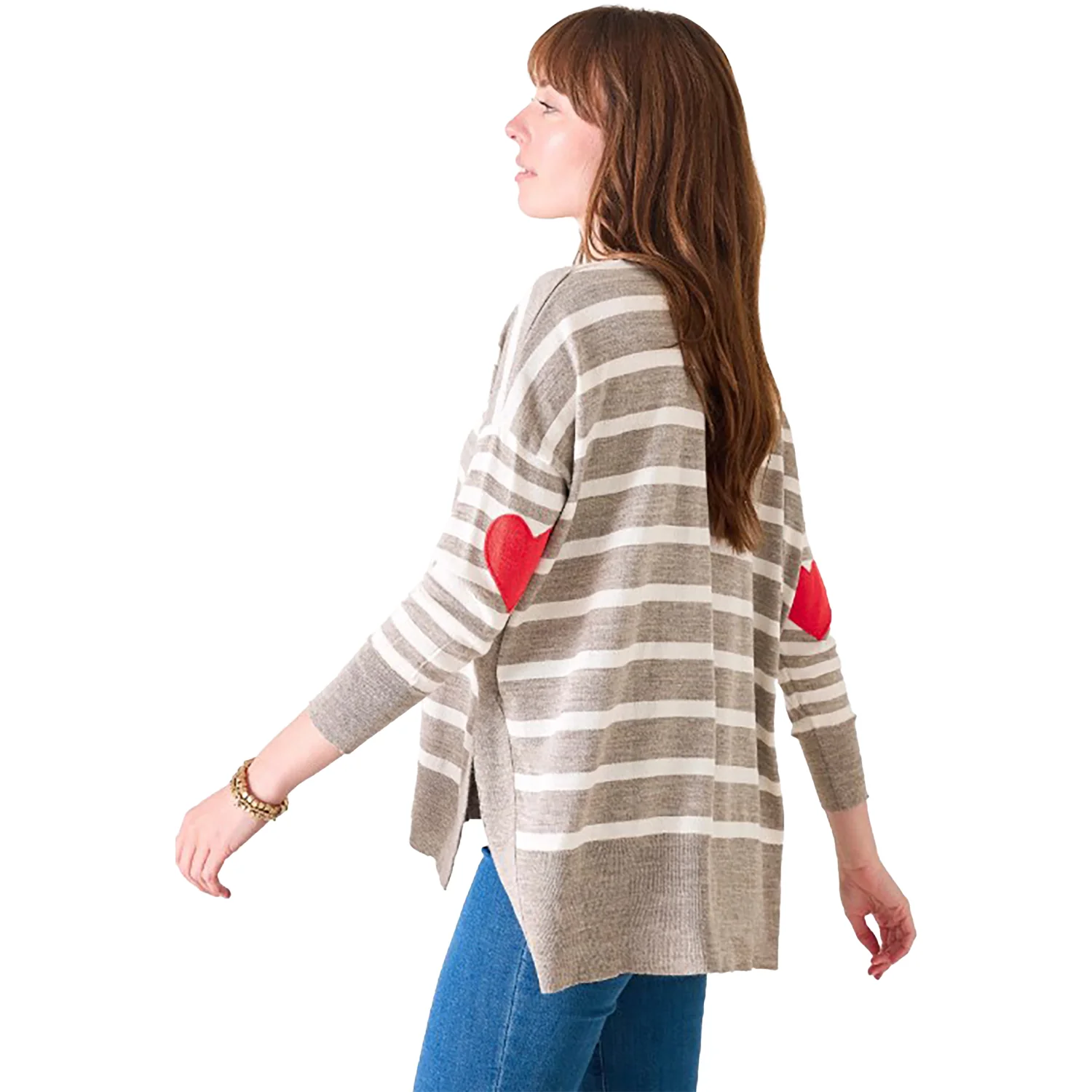 Mersea Amour Sweater Women's Long Sleeve Top Driftwood Stripe Heart