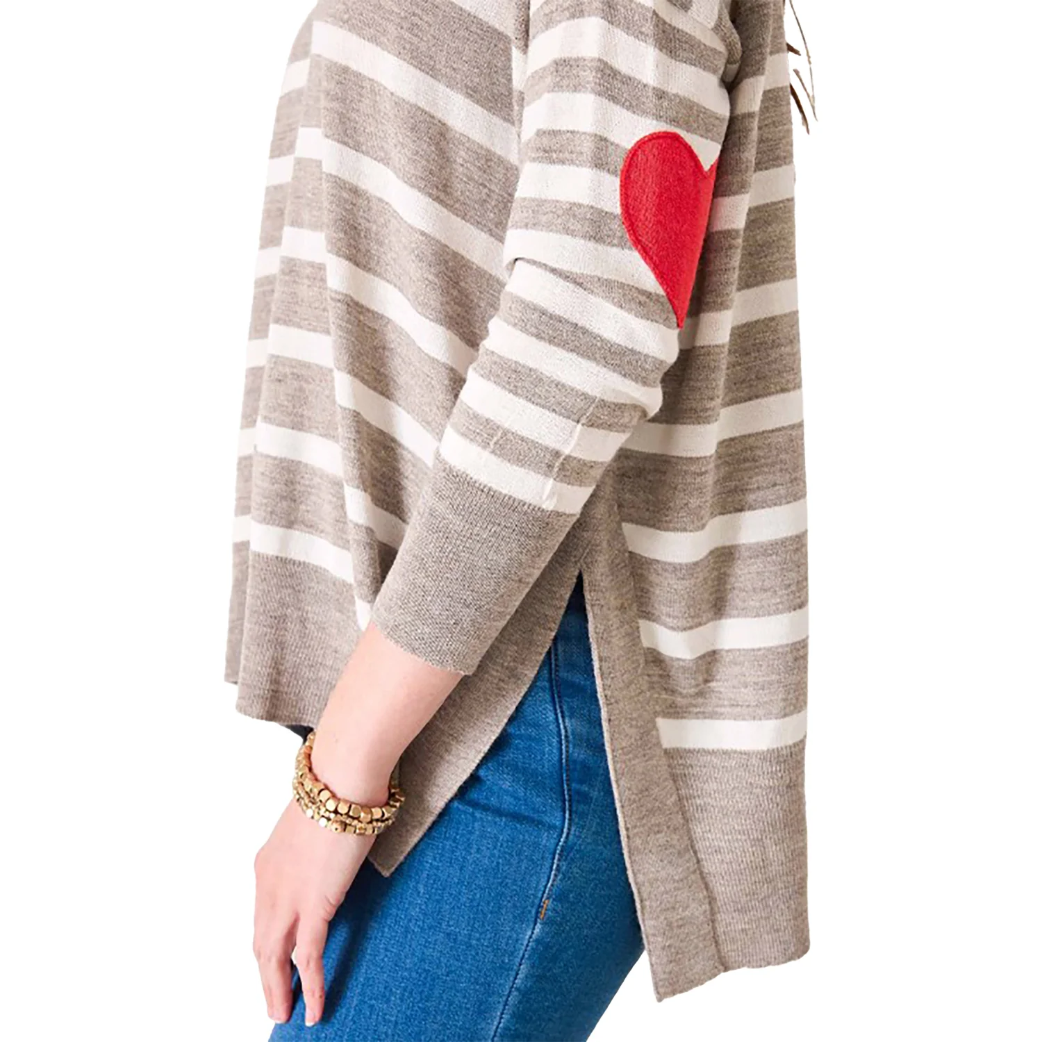 Mersea Amour Sweater Women's Long Sleeve Top Driftwood Stripe Heart - Image 4