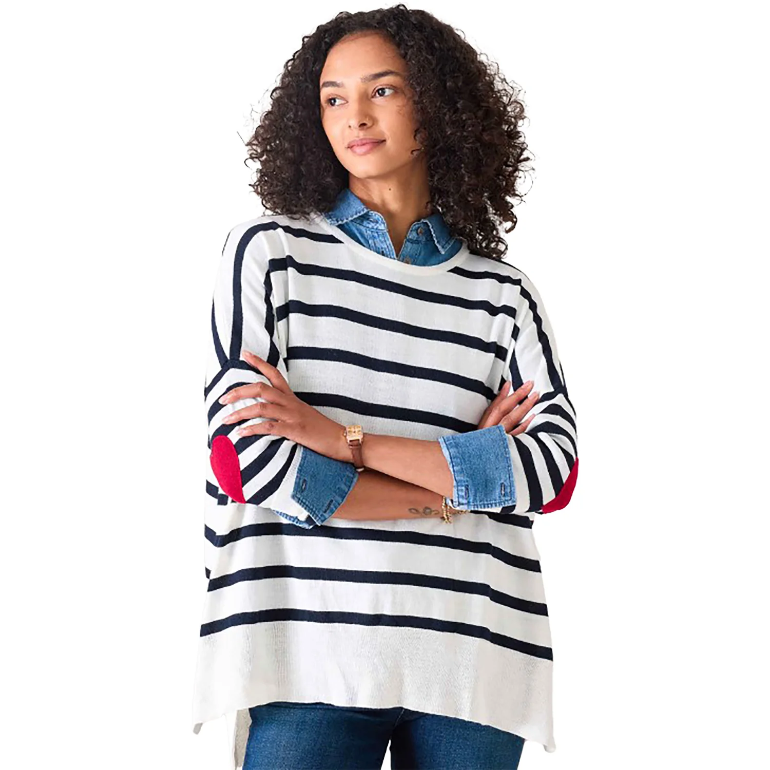 Mersea Amour Sweater Women's Long Sleeve Top Navy Stripe Heart