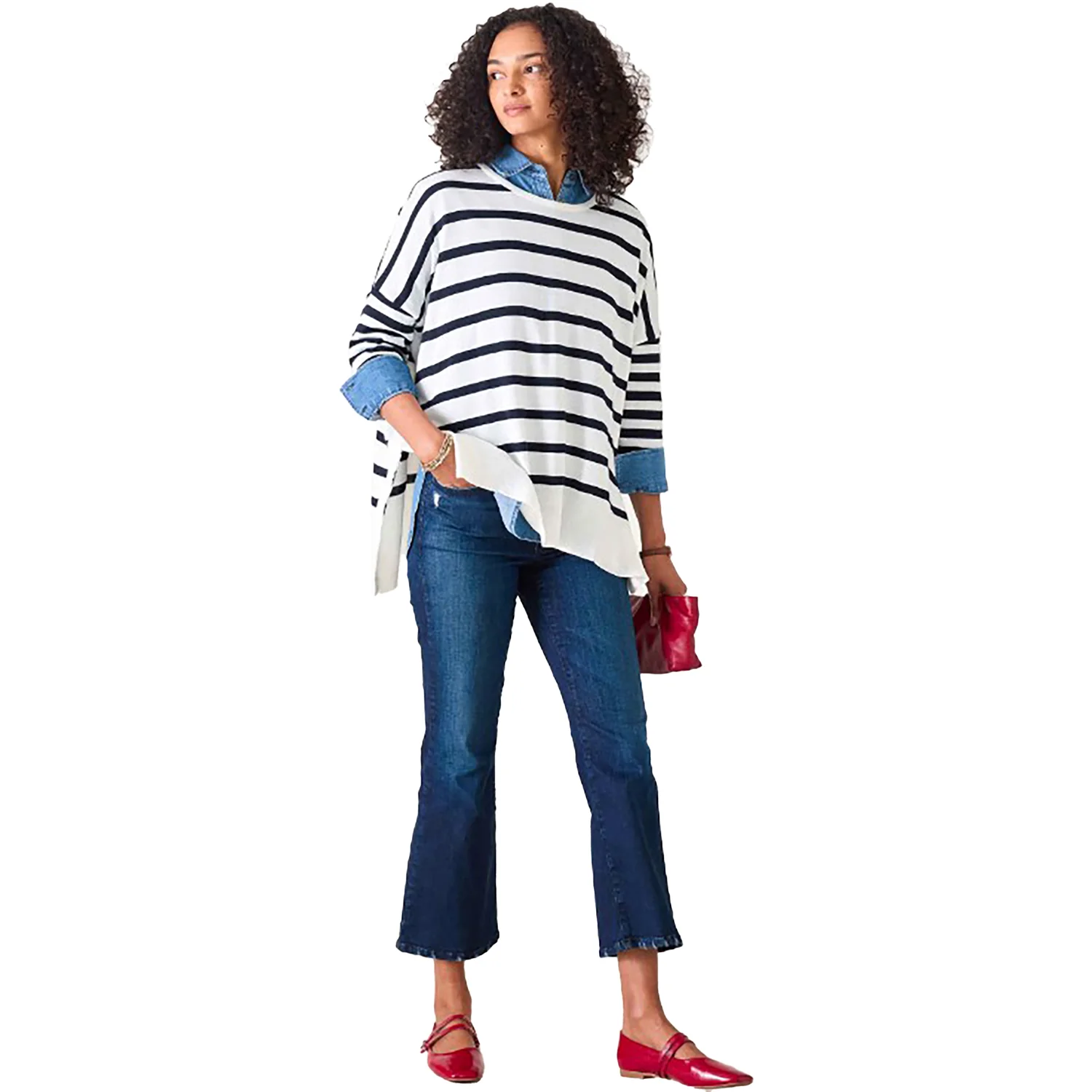 Mersea Amour Sweater Women's Long Sleeve Top Navy Stripe Heart - Image 4