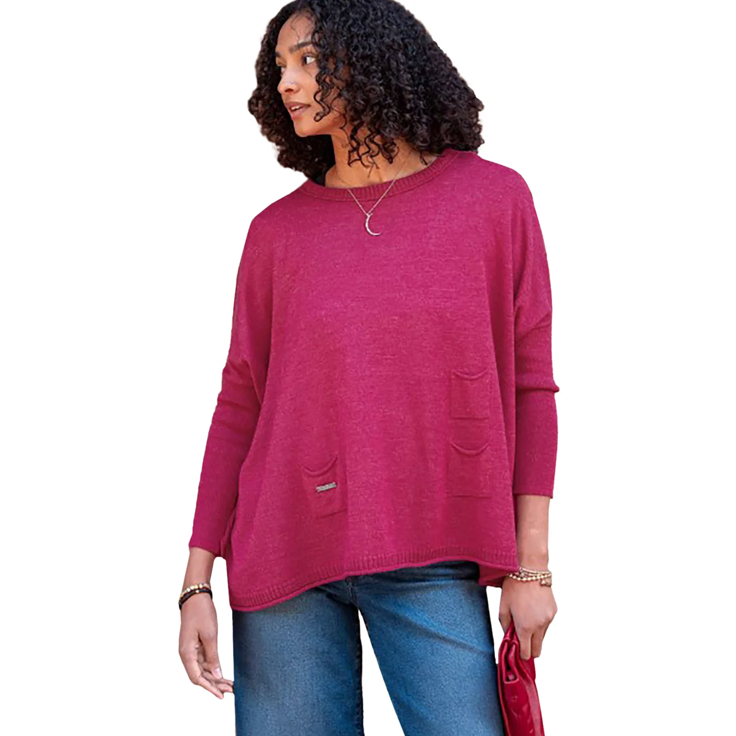 Mersea Catalina Crewneck Sweater Women's Long Sleeve Top Dragonfruit