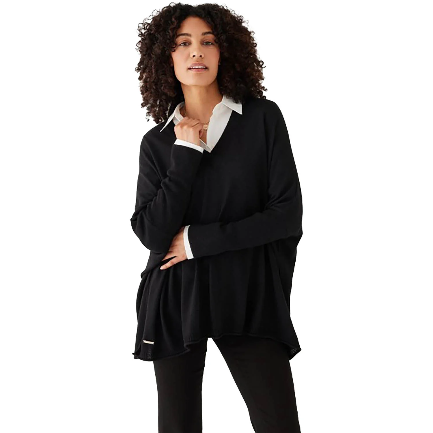 Mersea Catalina V-Neck Sweater Women's Long Sleeve Top Black - Image 4