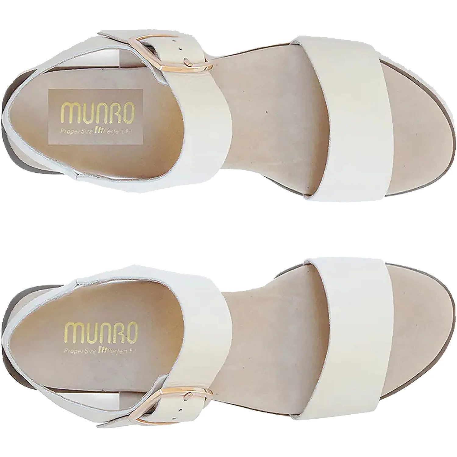 Munro Cleo Women's Ankle Strap Sandals Cream Leather - Image 2