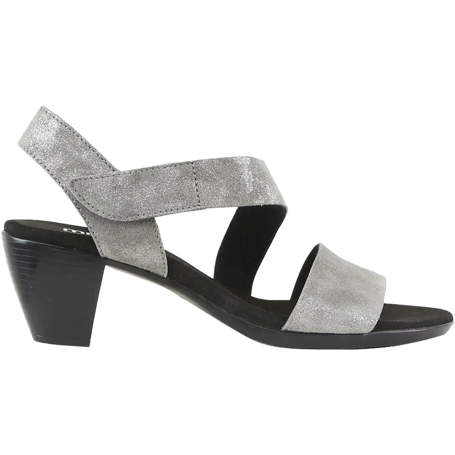 Munro Lucia Women's High Heel Ankle Strap Sandals Gunmetal Metallic Suede