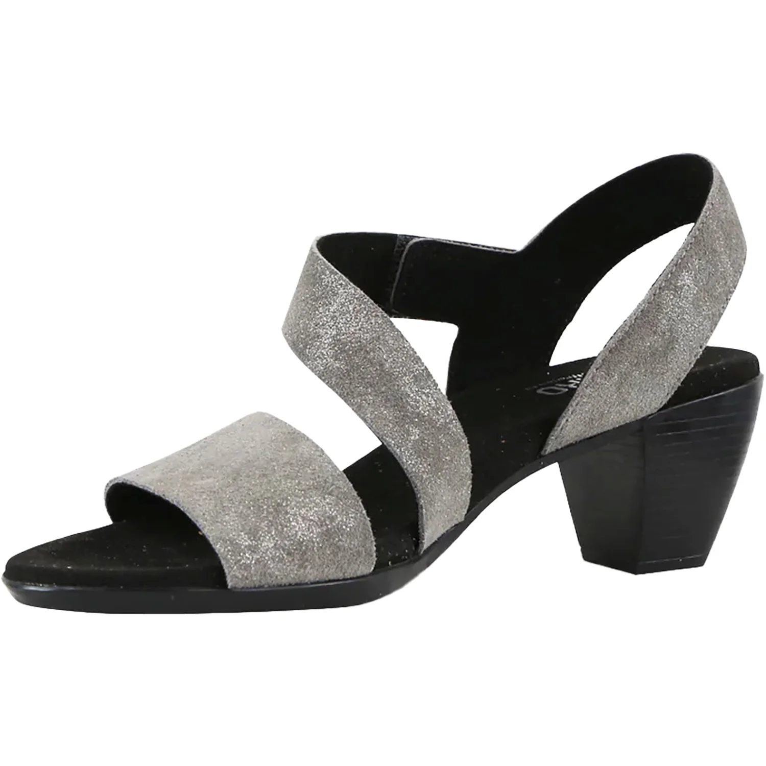 Munro Lucia Women's High Heel Ankle Strap Sandals Gunmetal Metallic Suede - Image 3