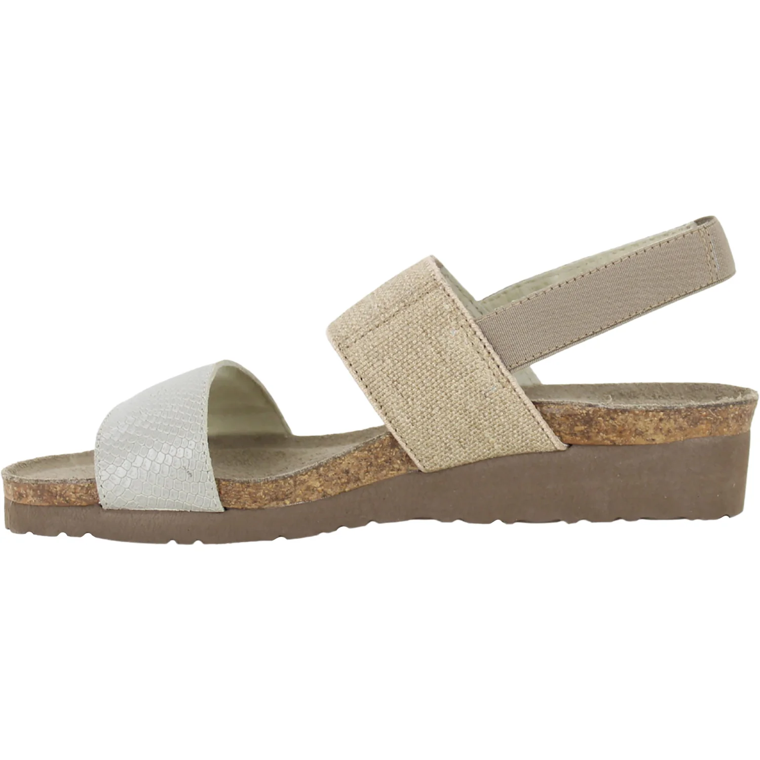 Naot Amy Women's Sandals Beige Lizard Leather/Beige Elastic - Image 3