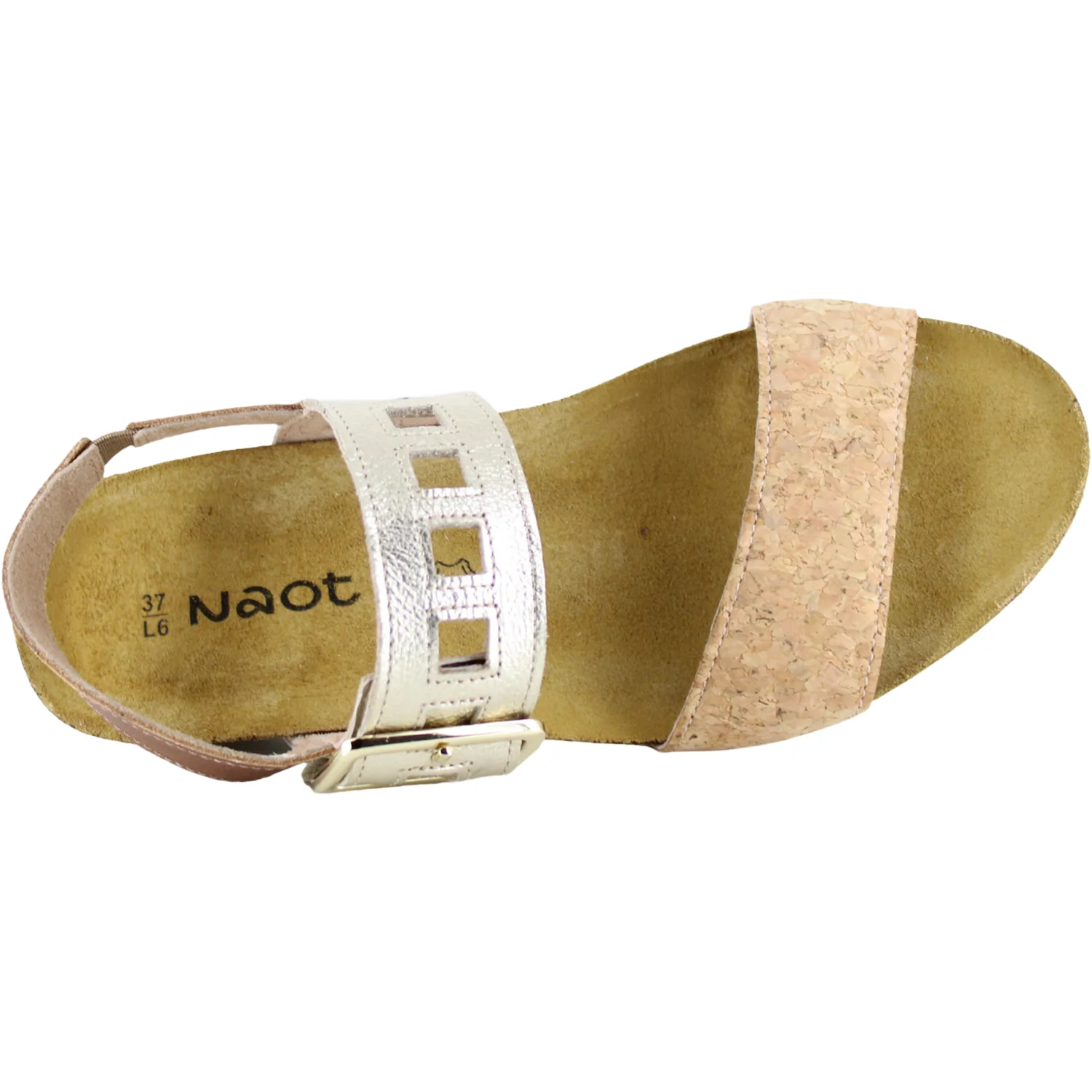 Naot Dynasty Women's Wedge Sandals Cork/Radiant Gold/Latte Leather - Image 2