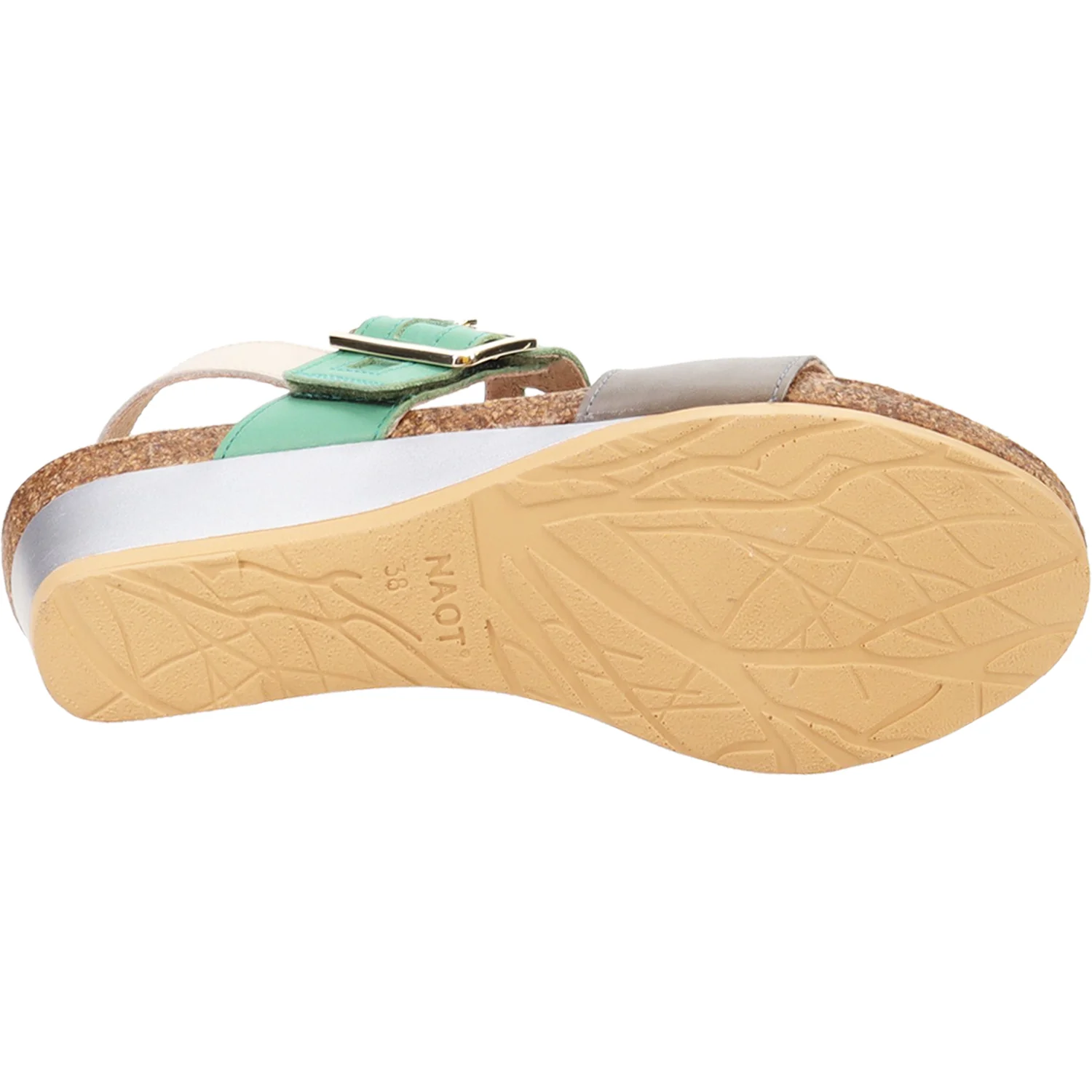 Naot Dynasty Women's Wedge Heel Sandals Foggy Grey/Soft Jade/Soft Ivory Leather - Image 4