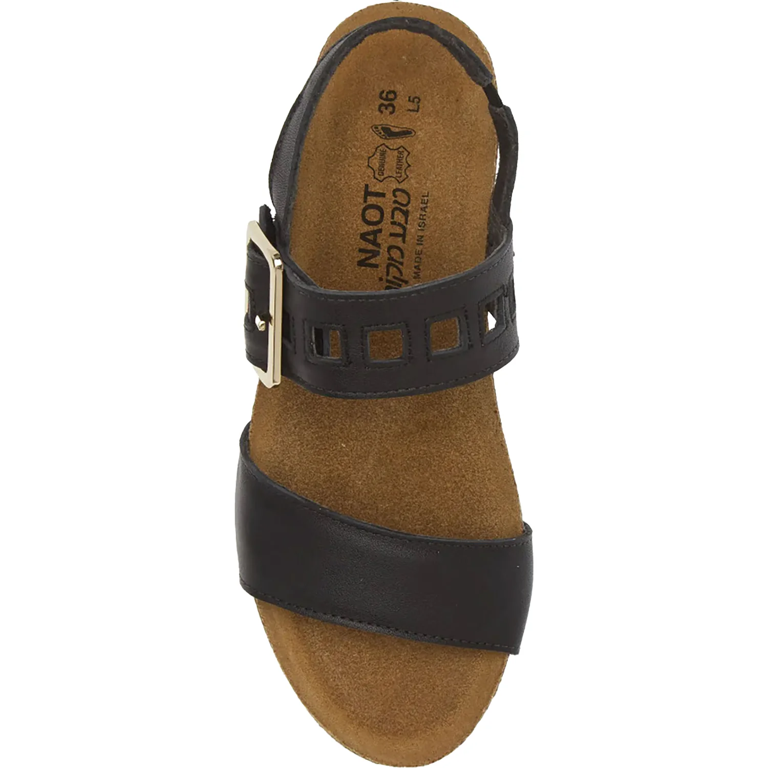 Naot Dynasty Women's Wedge Sandals Jet Black Leather - Image 2