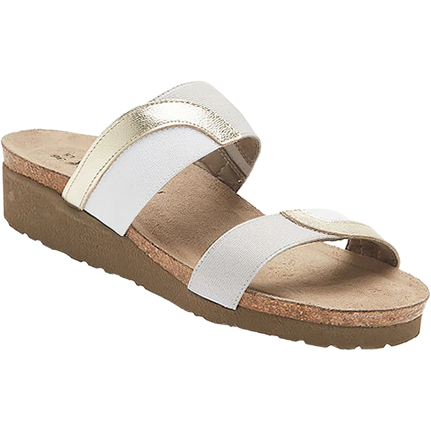 Naot Frankie Women's Slide Sandals Radiant Gold/Ice Grey Leather/Elastic - Image 3