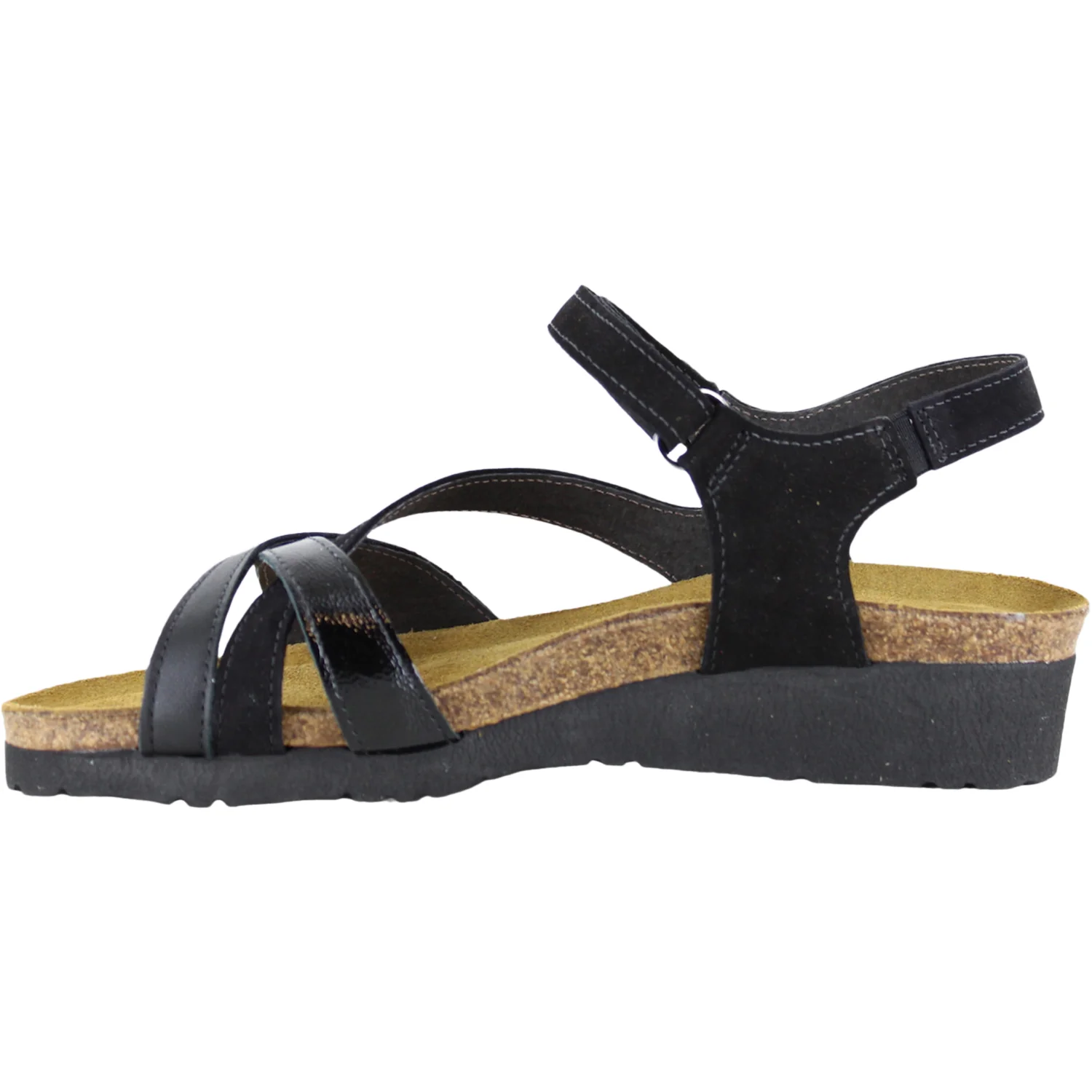 Naot Sophia Women's Sandals Black Velvet/JetBlack/Black Crinkle Pat Leather - Image 3