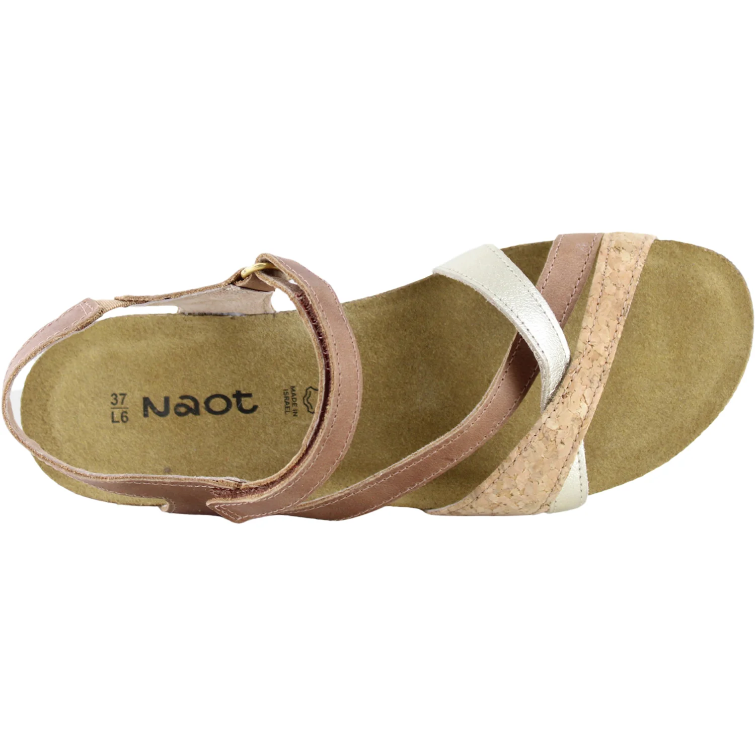 Naot Sophia Women's Sandals Latte Brown/Cork Lthr/Radiant Gold Leather - Image 2