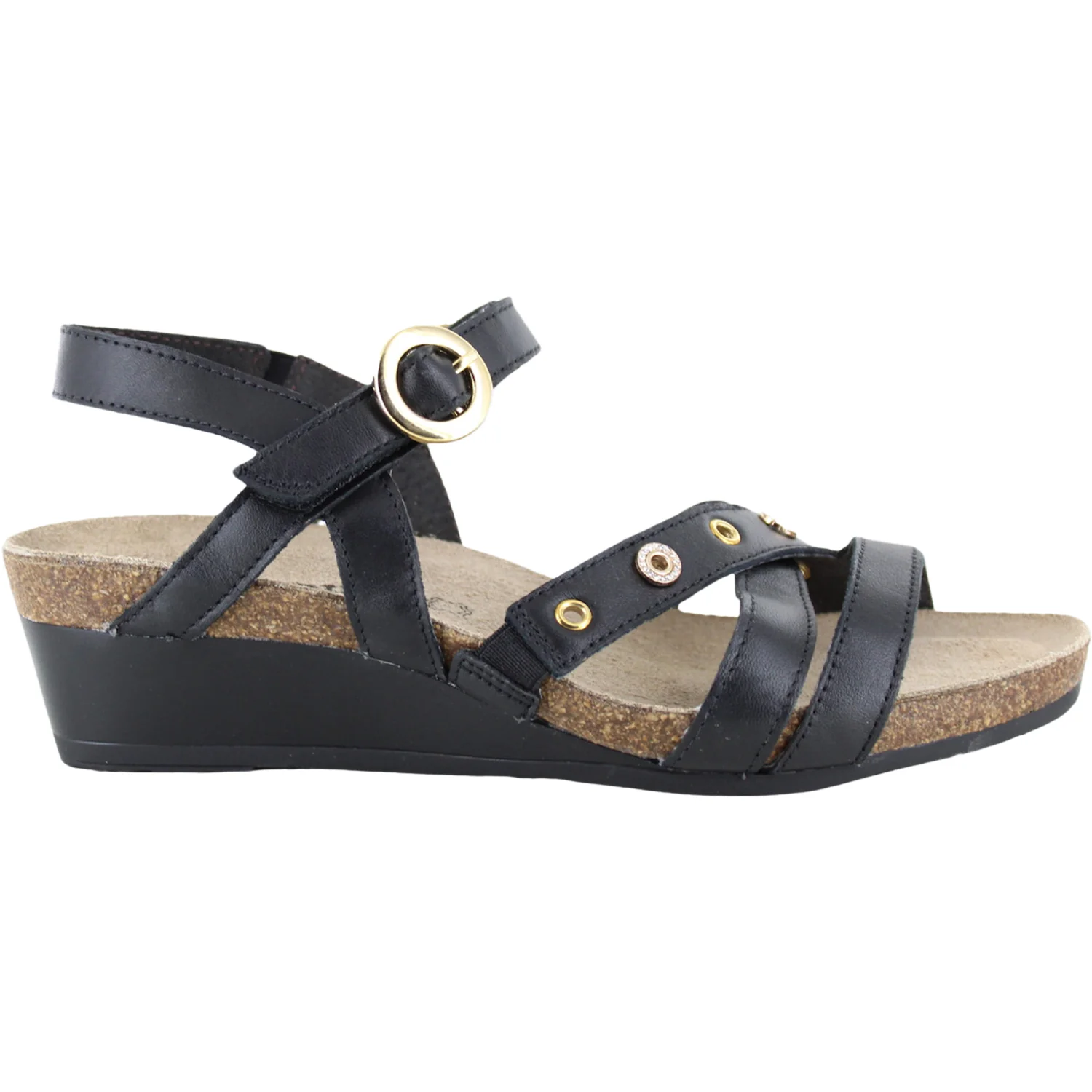 Naot Sparkle Women's Wedge Sandals Jet Black