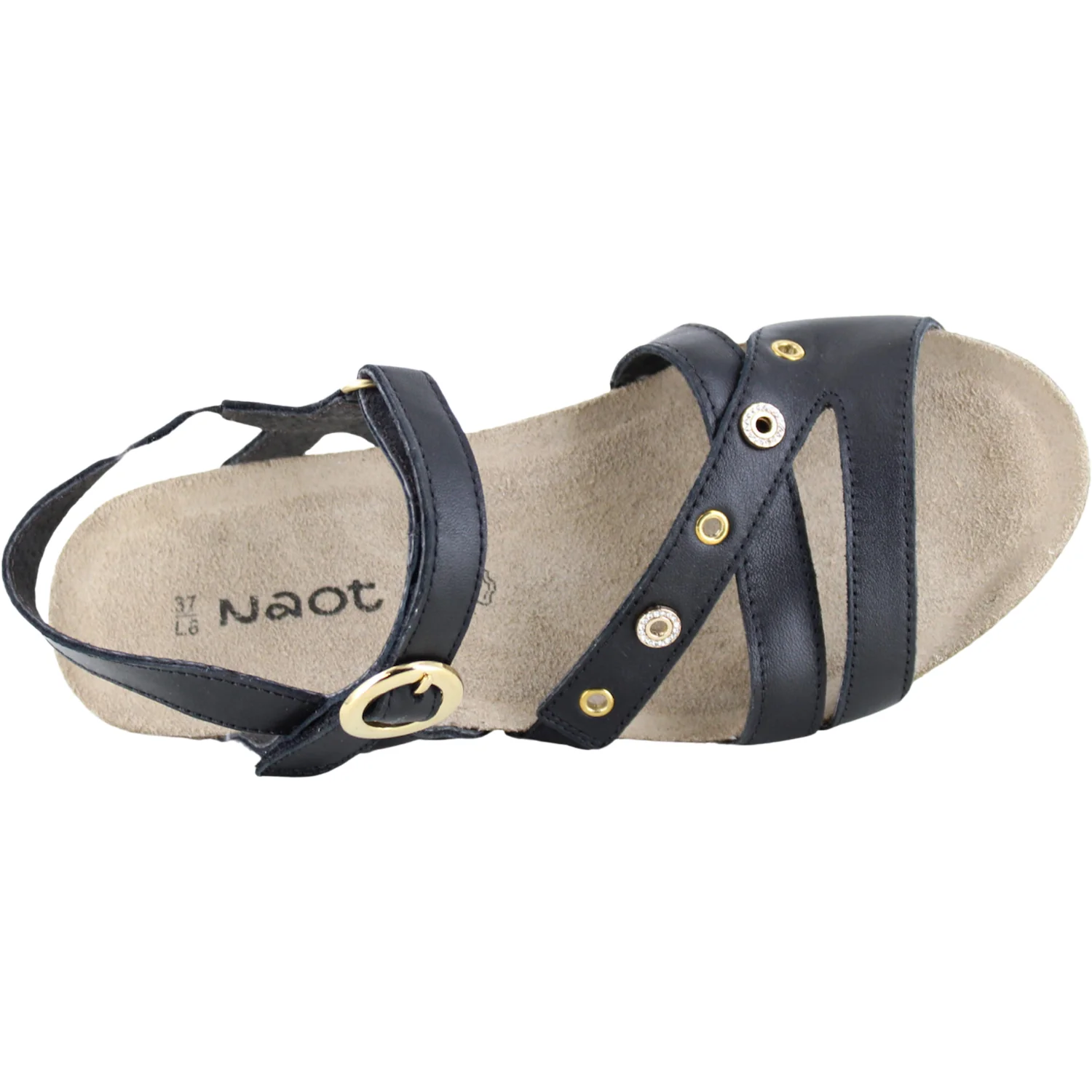 Naot Sparkle Women's Wedge Sandals Jet Black - Image 2
