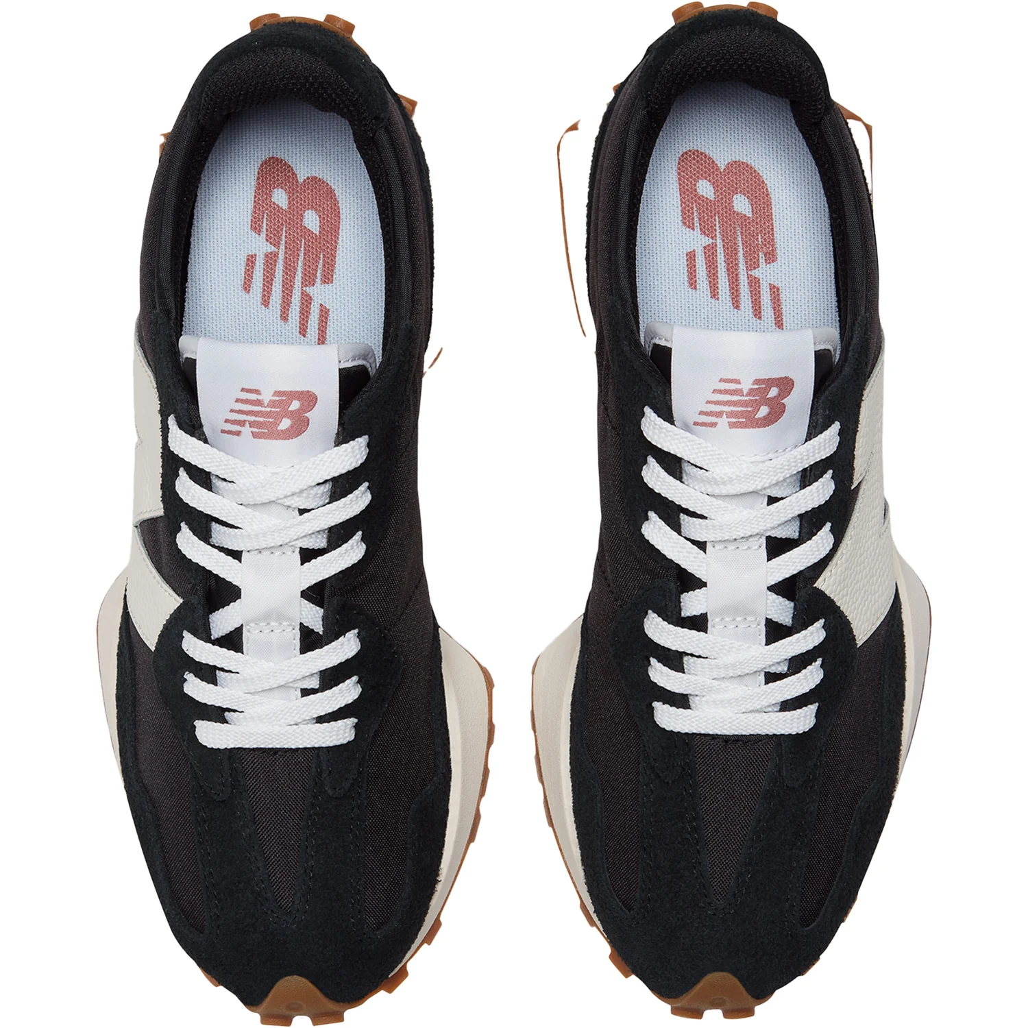 New Balance WS327BL Women's Athletic Shoes Black/White Suede - Image 2
