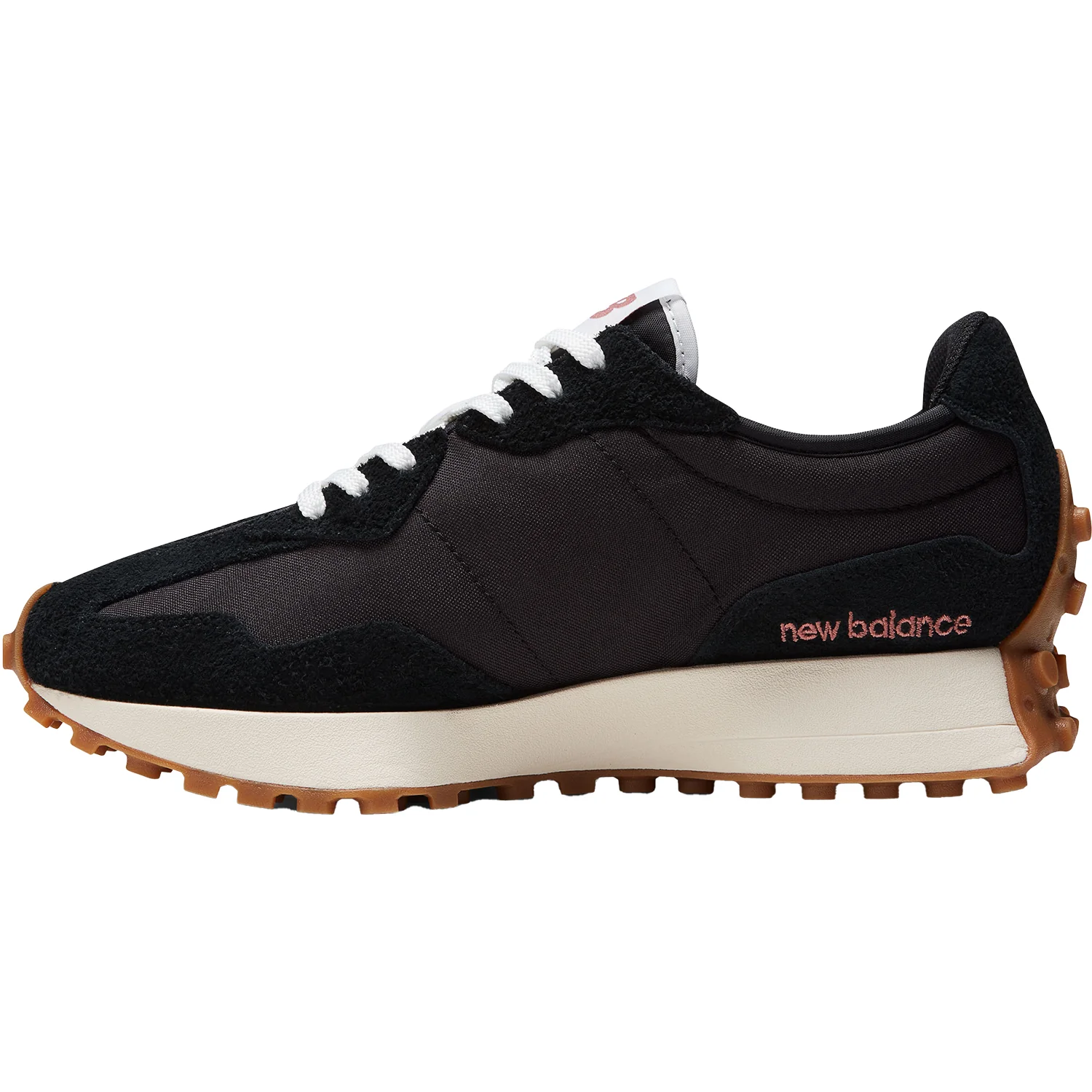 New Balance WS327BL Women's Athletic Shoes Black/White Suede - Image 3