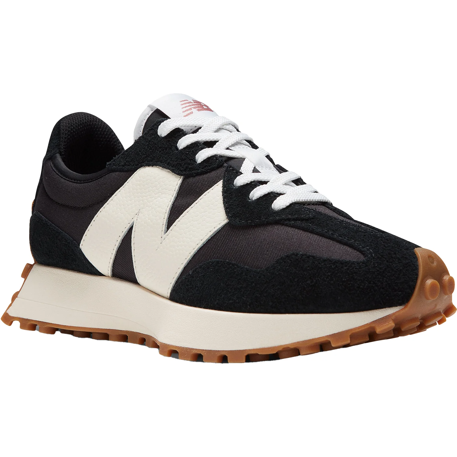New Balance WS327BL Women's Athletic Shoes Black/White Suede - Image 5
