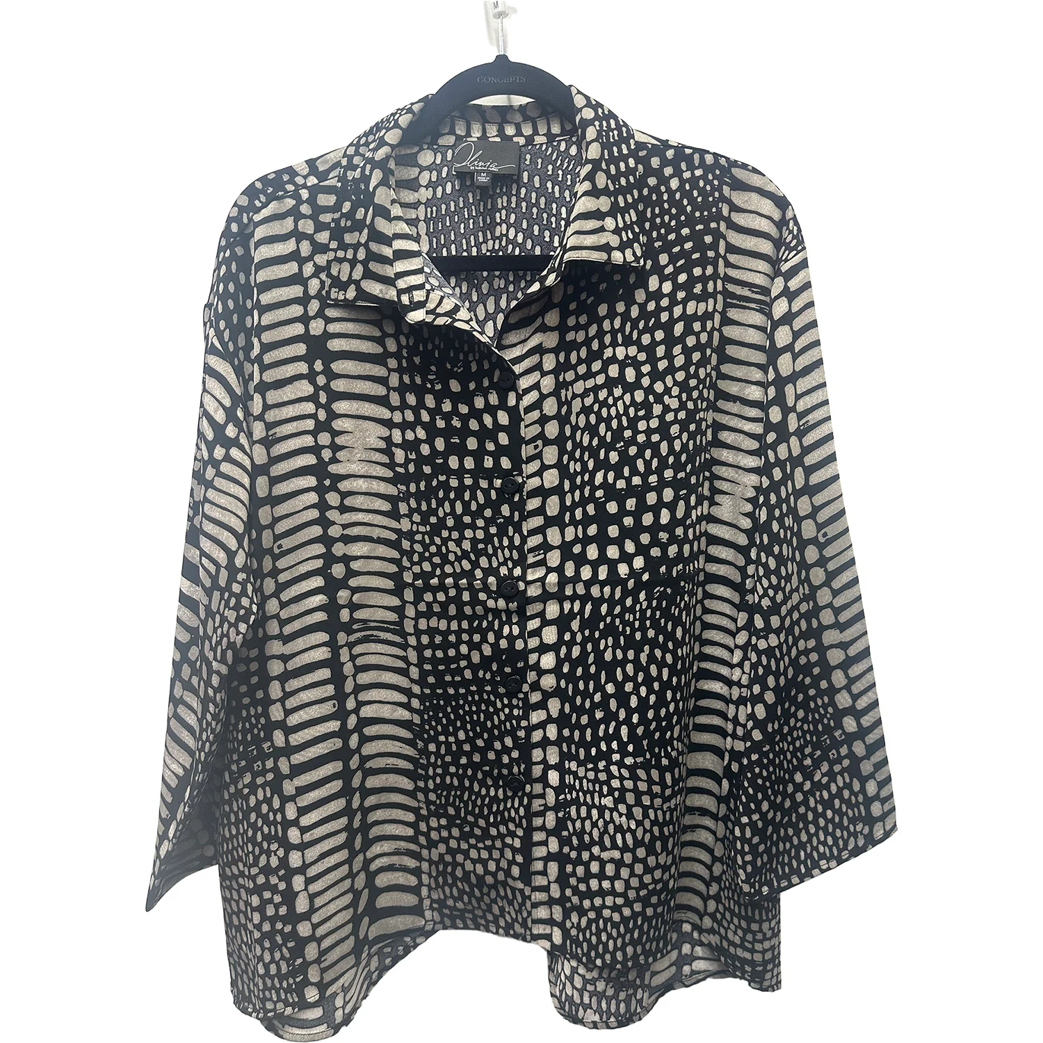 Olivia By Habitat Crepe Georgette Overlay Tunic Women's Tops Long Sleeve Black Stepping Stone