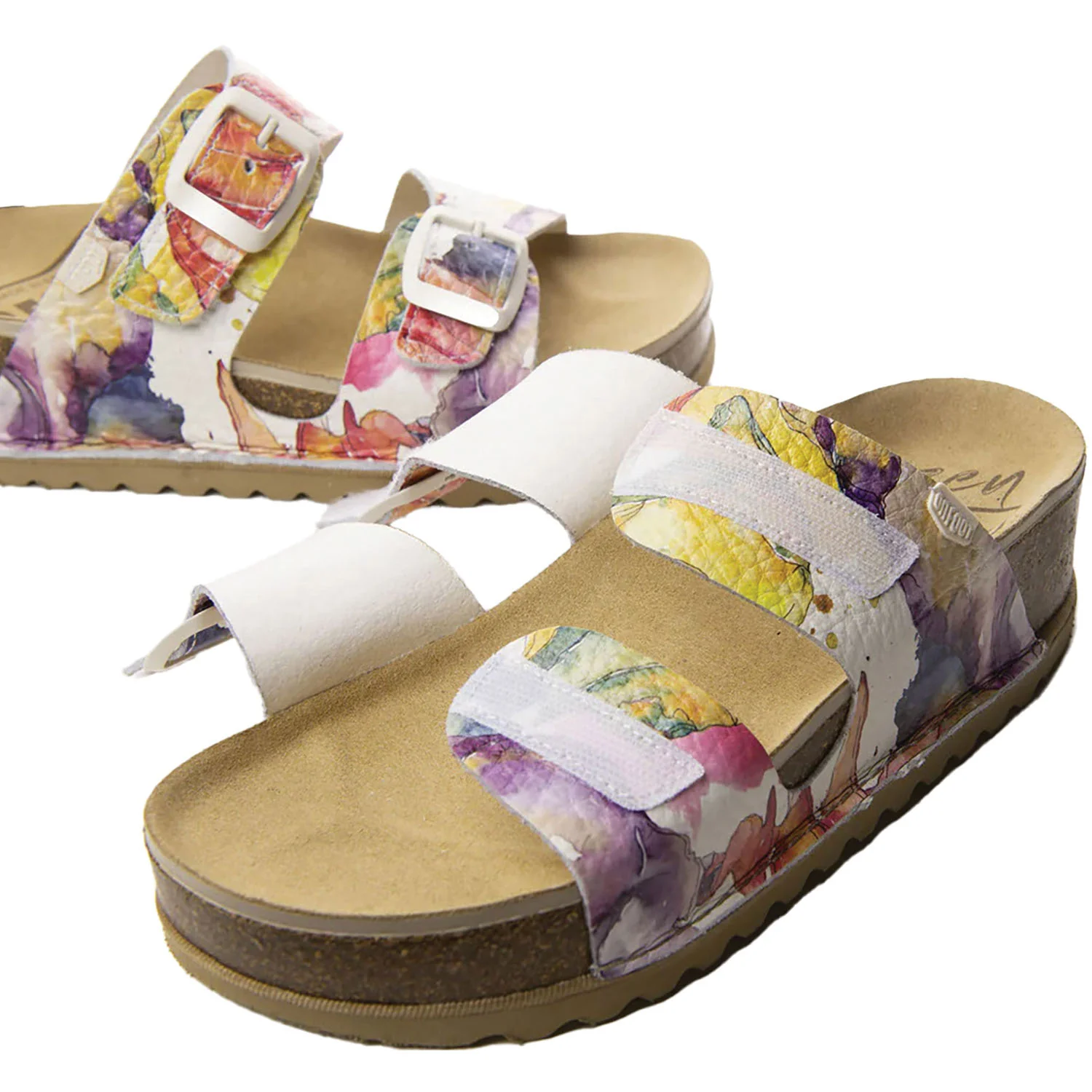 On Foot 1110 Aurora Women's Wedge Sandals Flowers Leather - Image 3